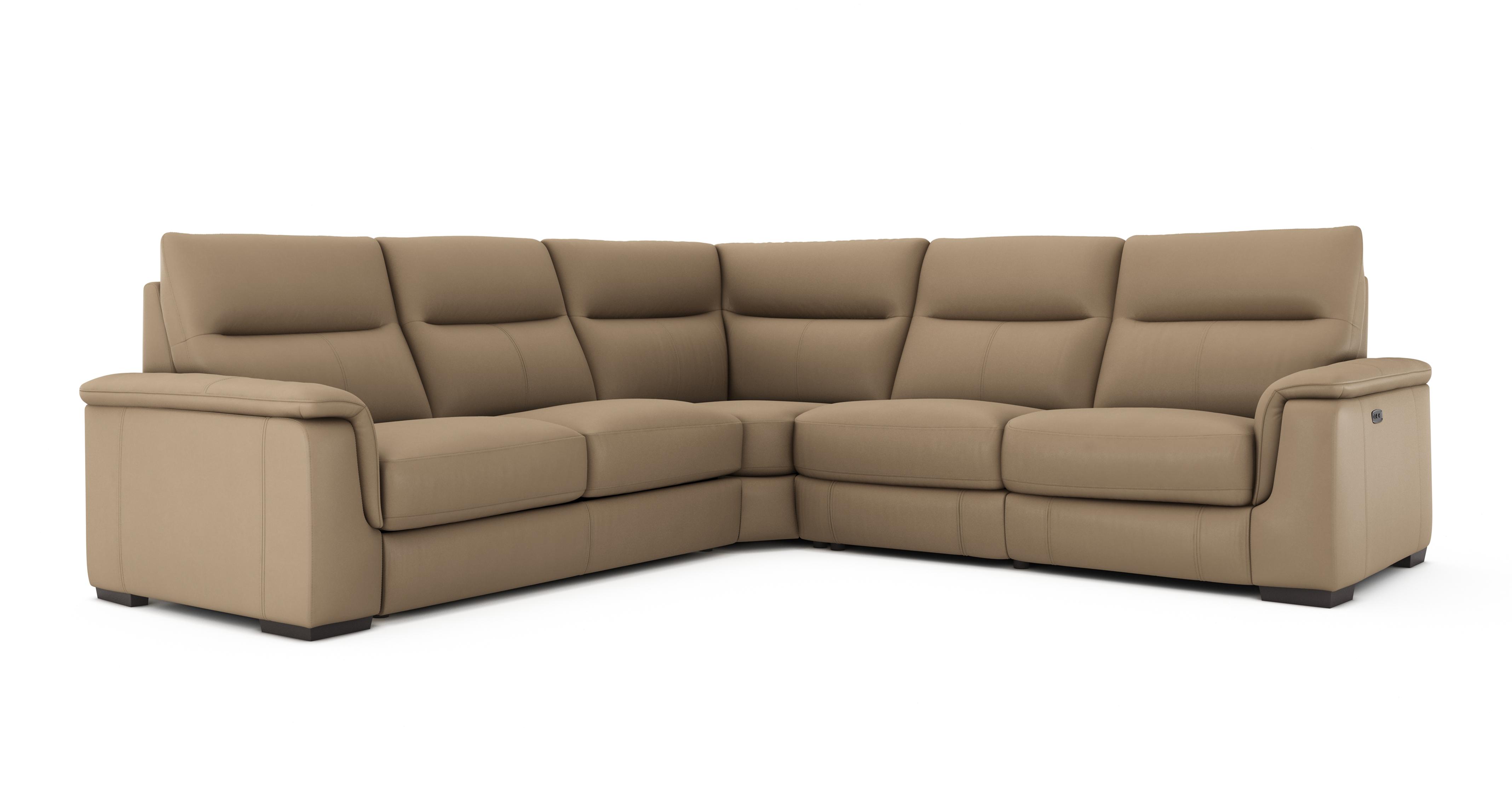 Roseley Option C. 2 Corner 2 Left Hand Facing Sofabed, Right Hand Facing Power Recliner in Borelli Pine Bark