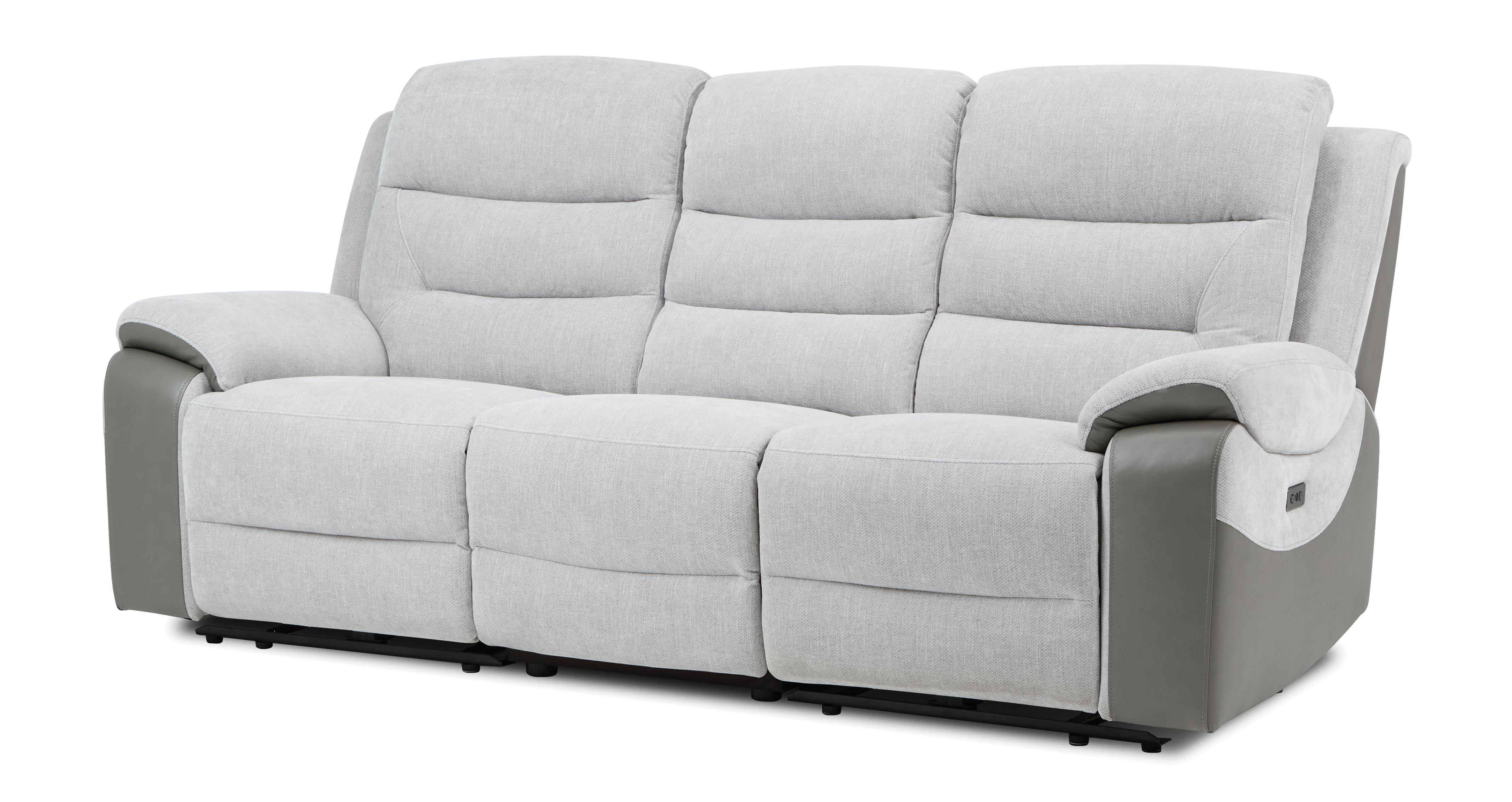 Ruxham-express 3 Seater Power Recliner in Ruxham Express Combination Mist and Silver