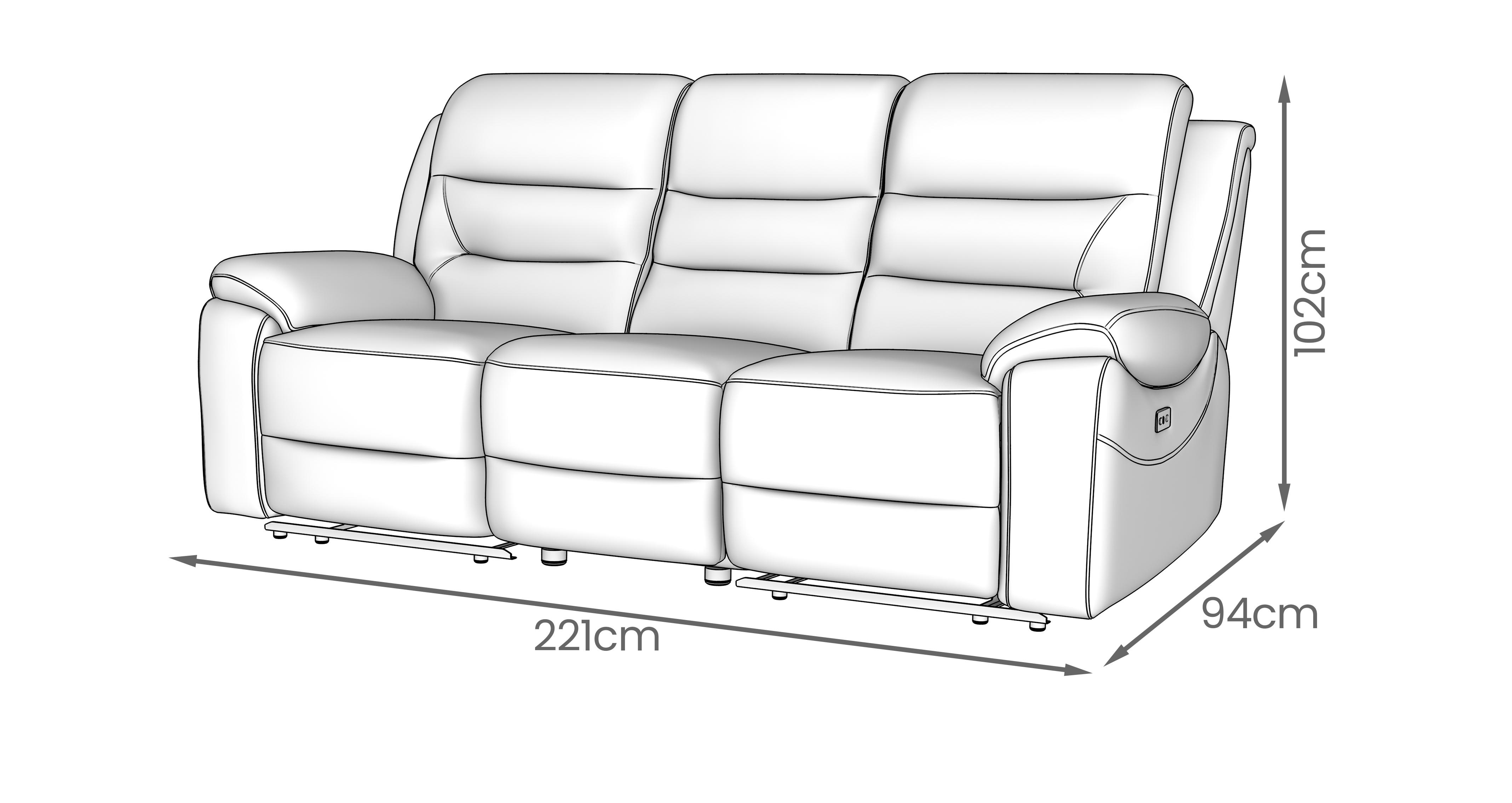 Ruxham-express 3 Seater Power Recliner in Ruxham Express Combination Mist and Silver