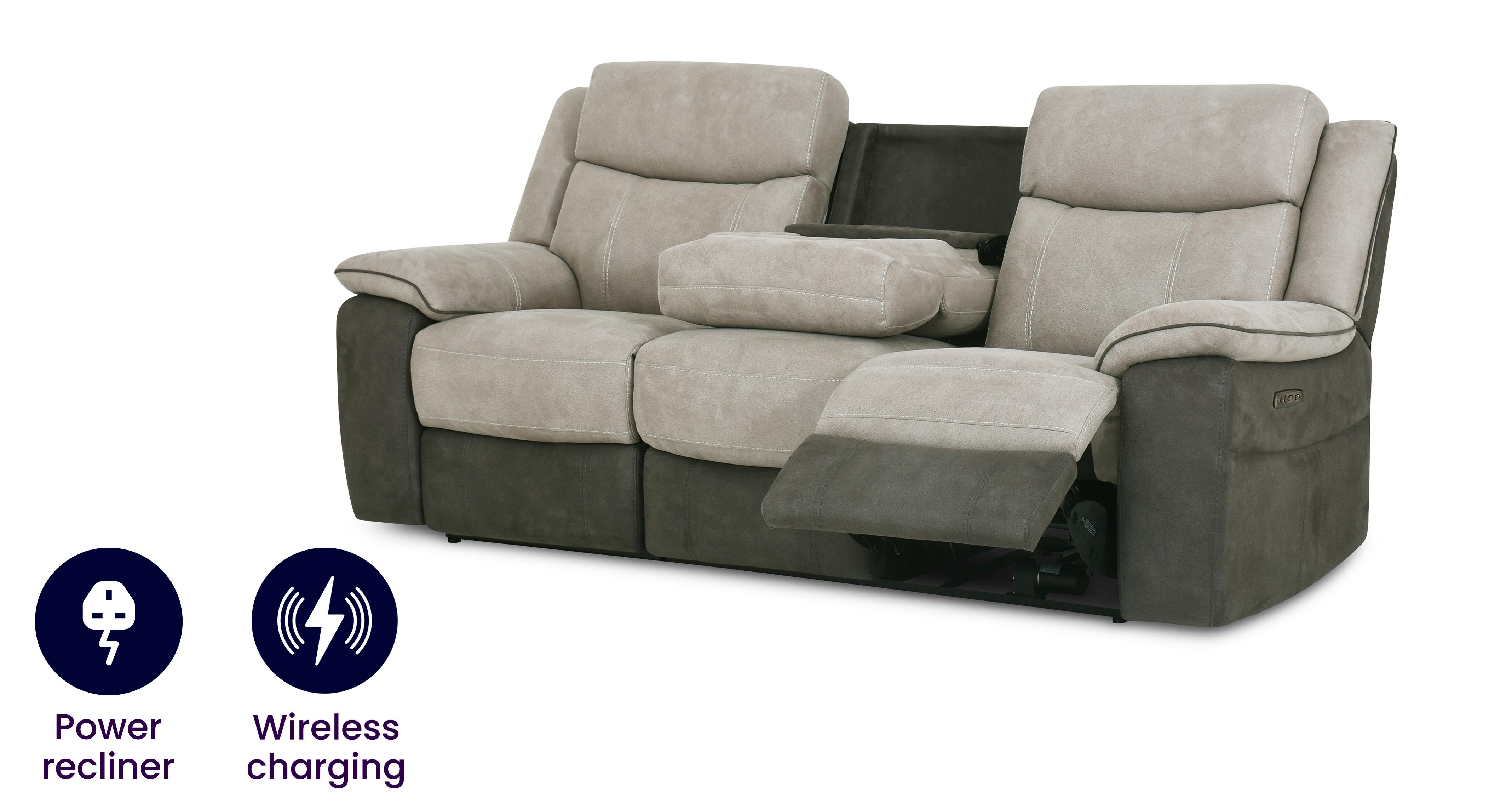 Ryder 3 Seater Power Recliner And Table | DFS