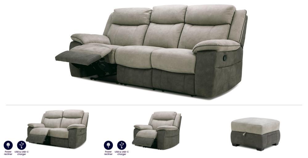 3 Seater Recliner Sofa, 2 Seater Recliner Sofa, Recliner Chair & Footstool