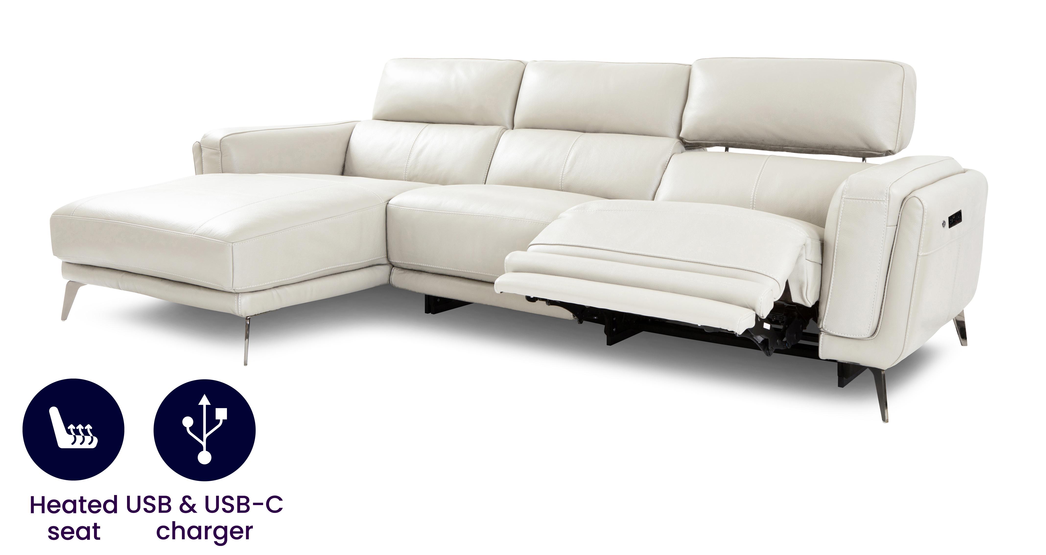Option W Left Hand Facing Heated Power 3 Seat Chaise End