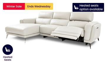 Option W Left Hand Facing Heated Power 3 Seat Chaise End