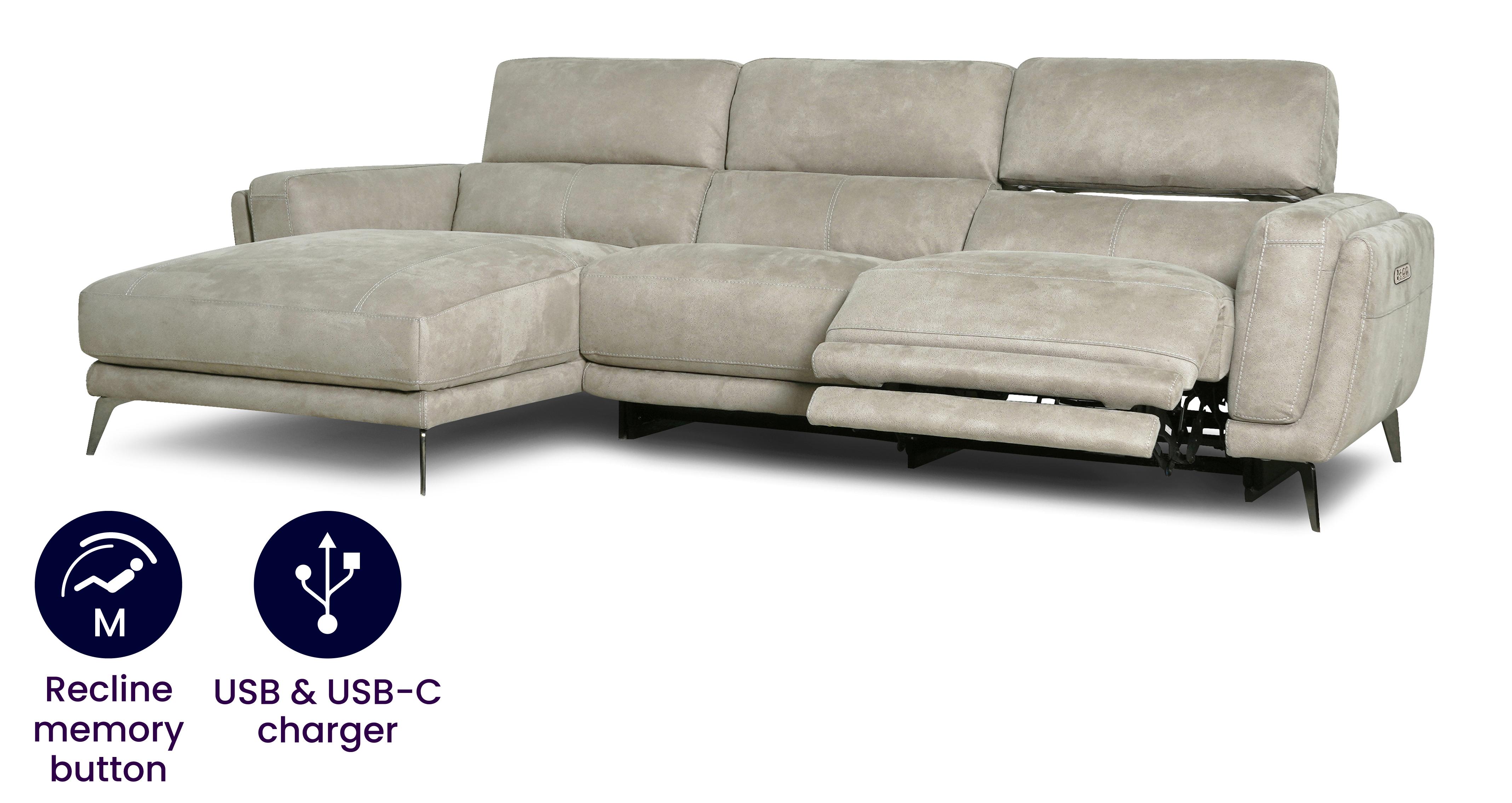 Option Y Left Hand Facing Memory Power 3 Seat Chaise End