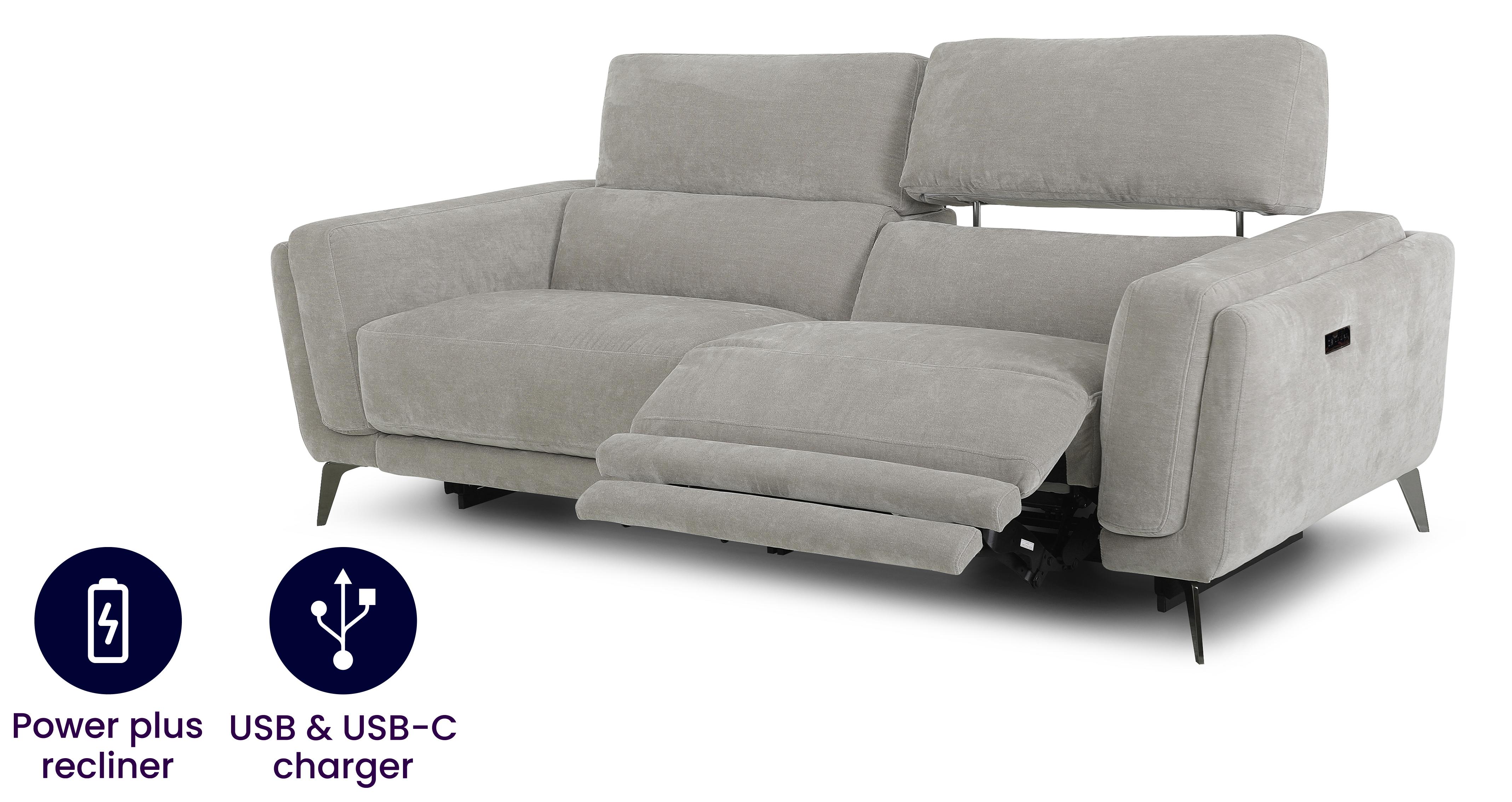 San Mateo Fabric 3 Seater Power Plus Recliner DFS