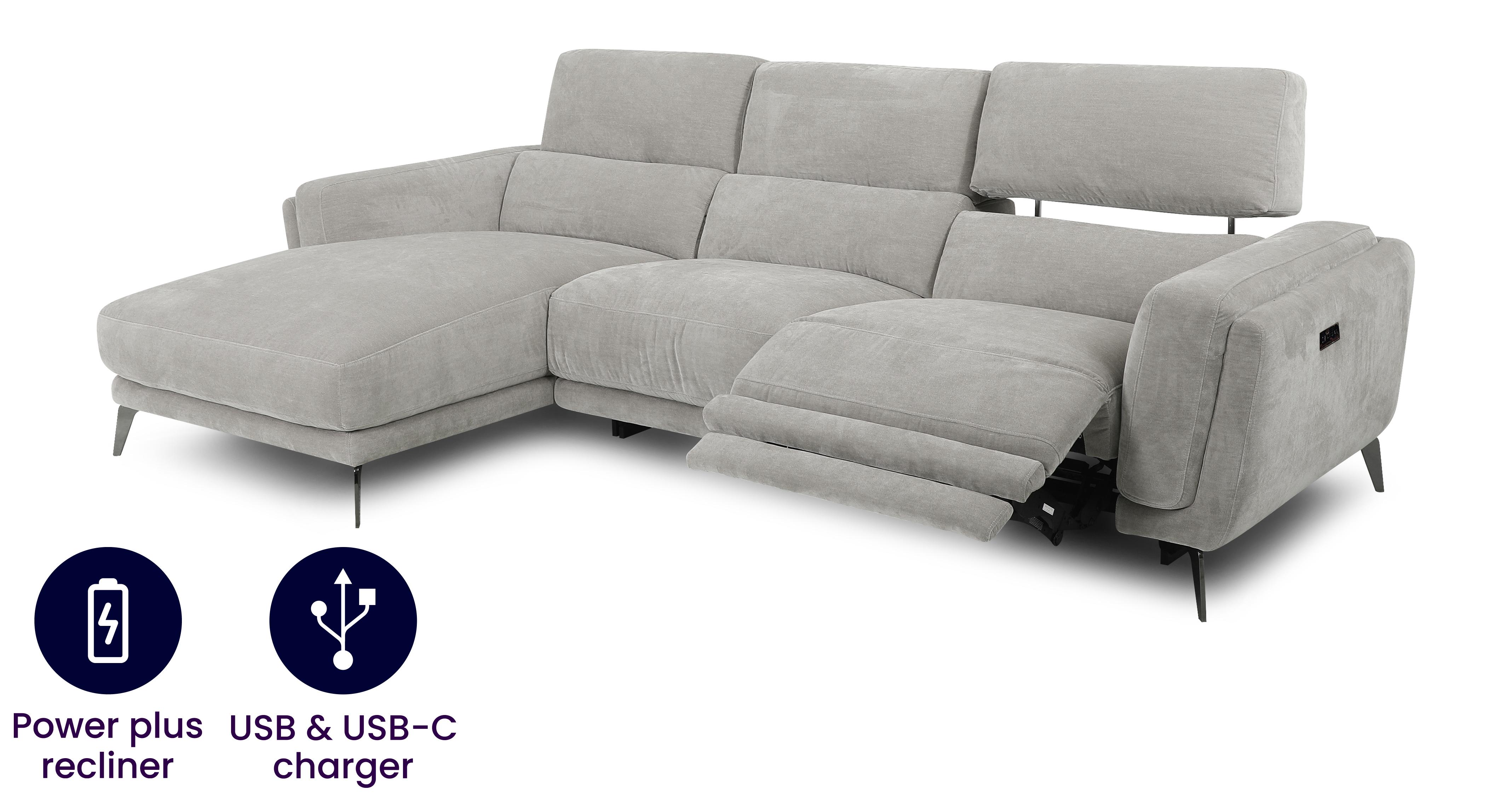 San Mateo Fabric Option N Left Hand Facing Power Plus 3 Seat Chaise End