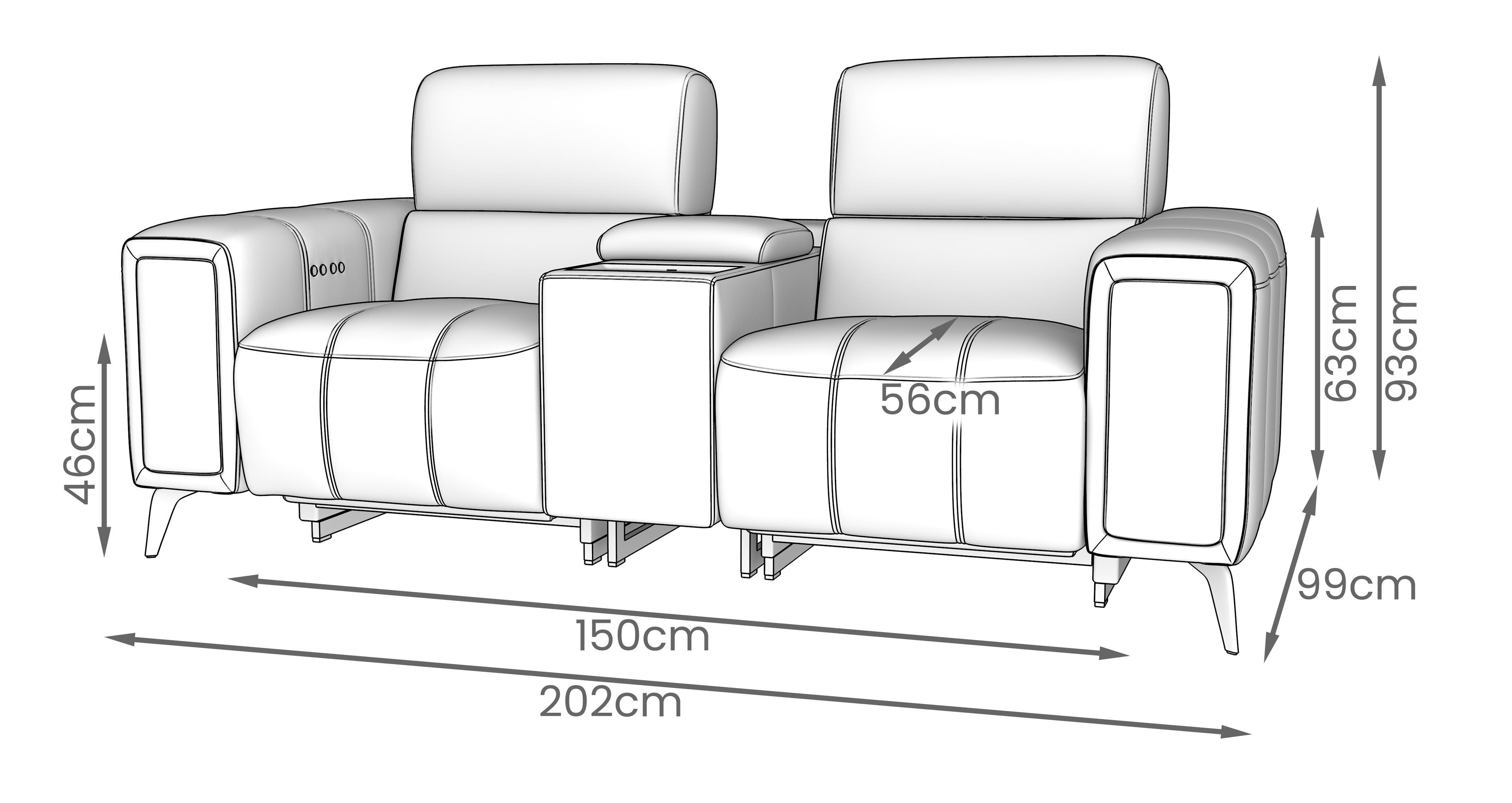 Showcase 2 Seat Cinema Power Recliner with Console in Borelli Frost