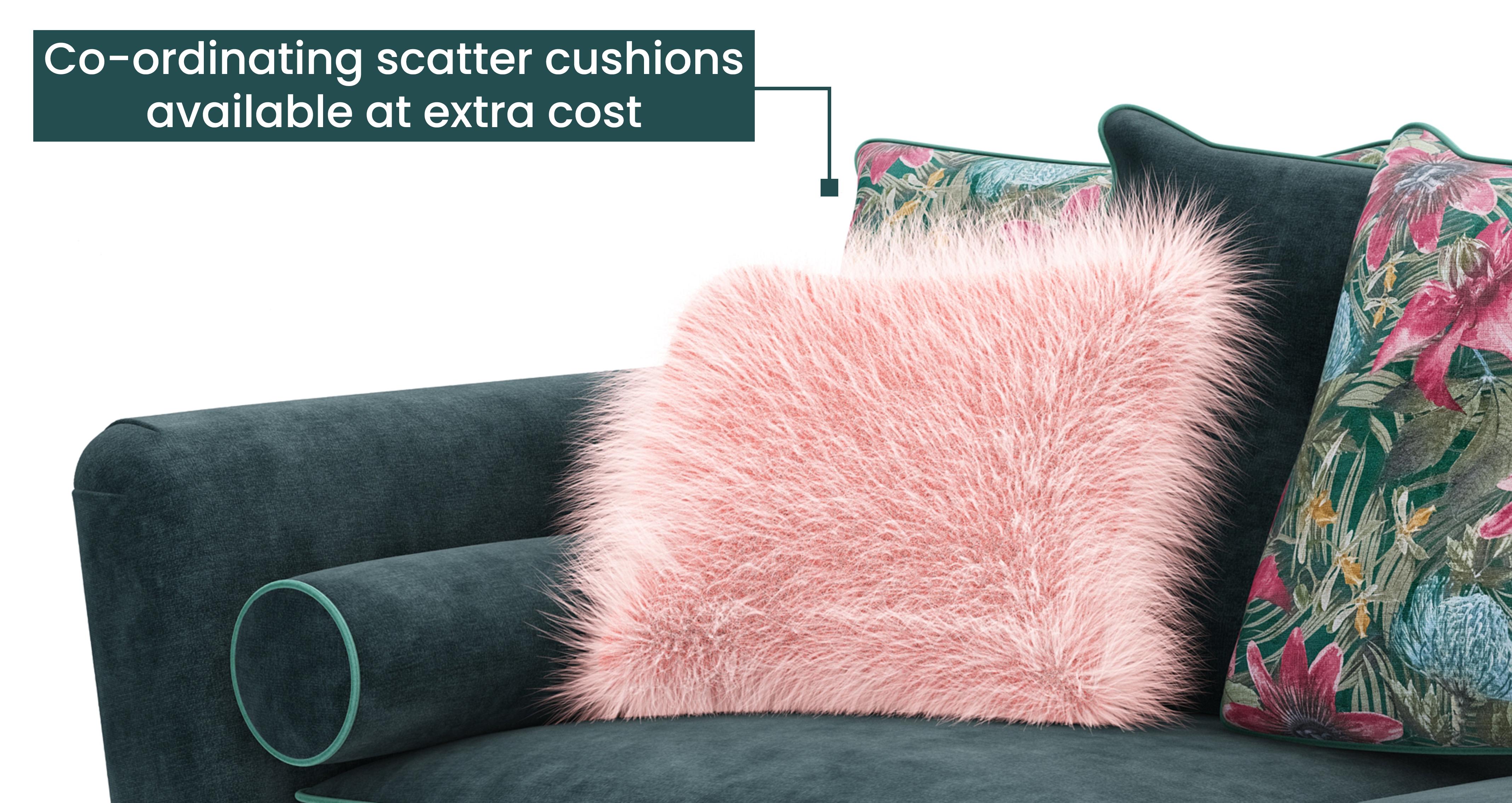 Showstopper Pillow Back 4 Seater Sofa in Showstopper Shimmer Combination Dark Teal Combination with Gold feet
