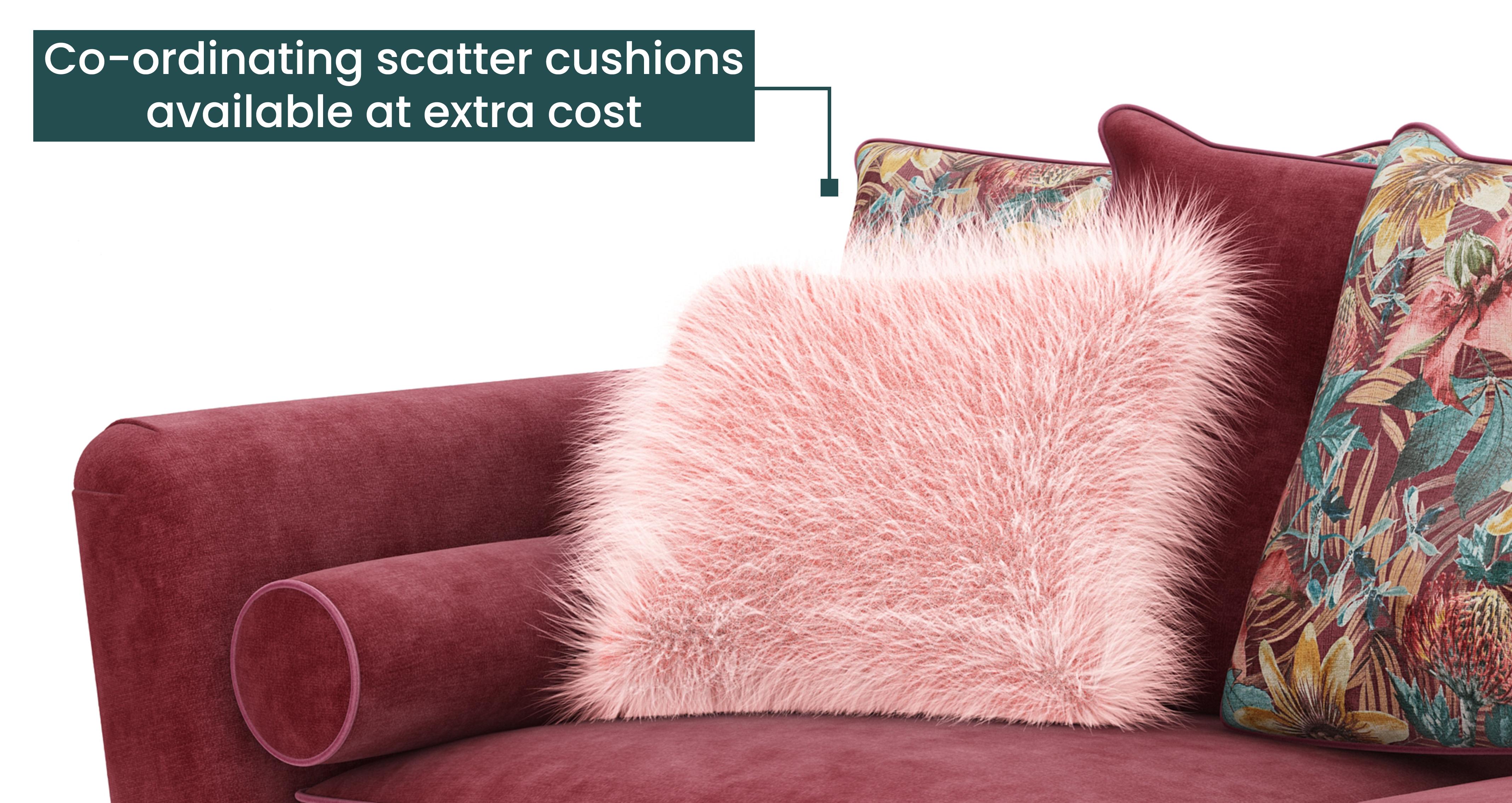 Showstopper Pillow Back 4 Seater Sofa in Showstopper Shimmer Combination Ruby Combination with Gold feet