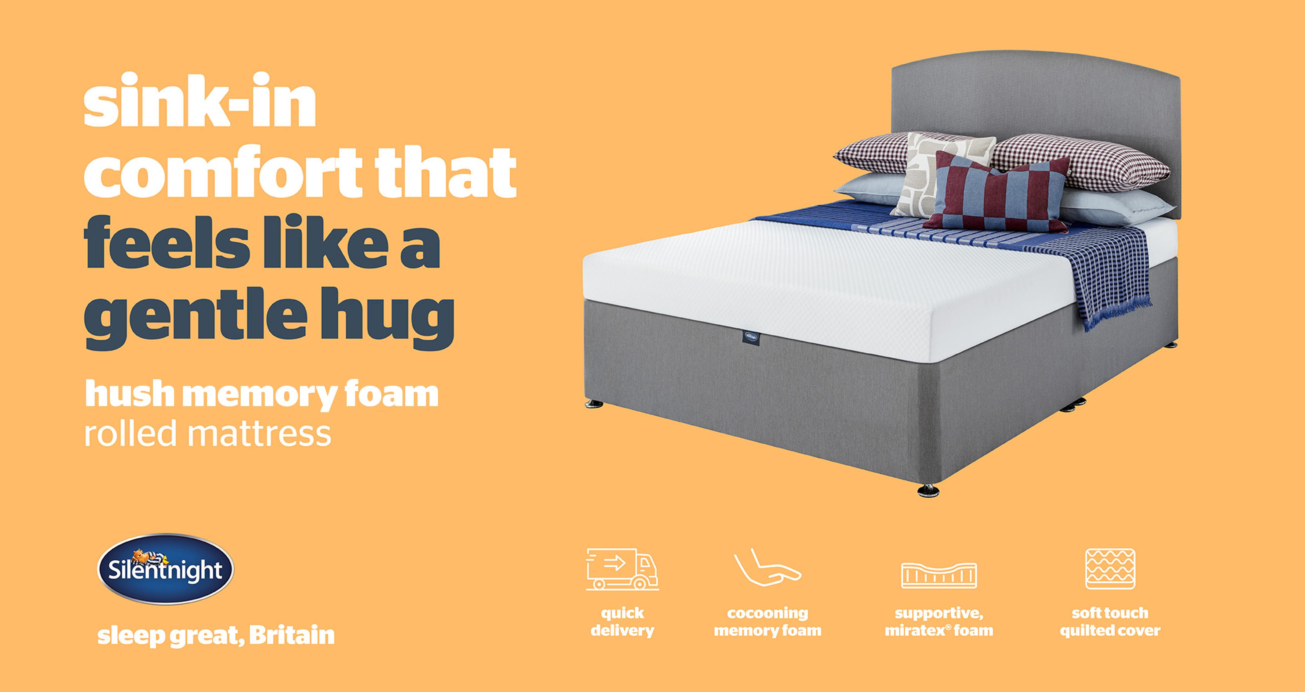 Silentnight-hush-memory-foam-rolled-mattress Double (4 ft 6) Mattress in Silentnight Mattress White