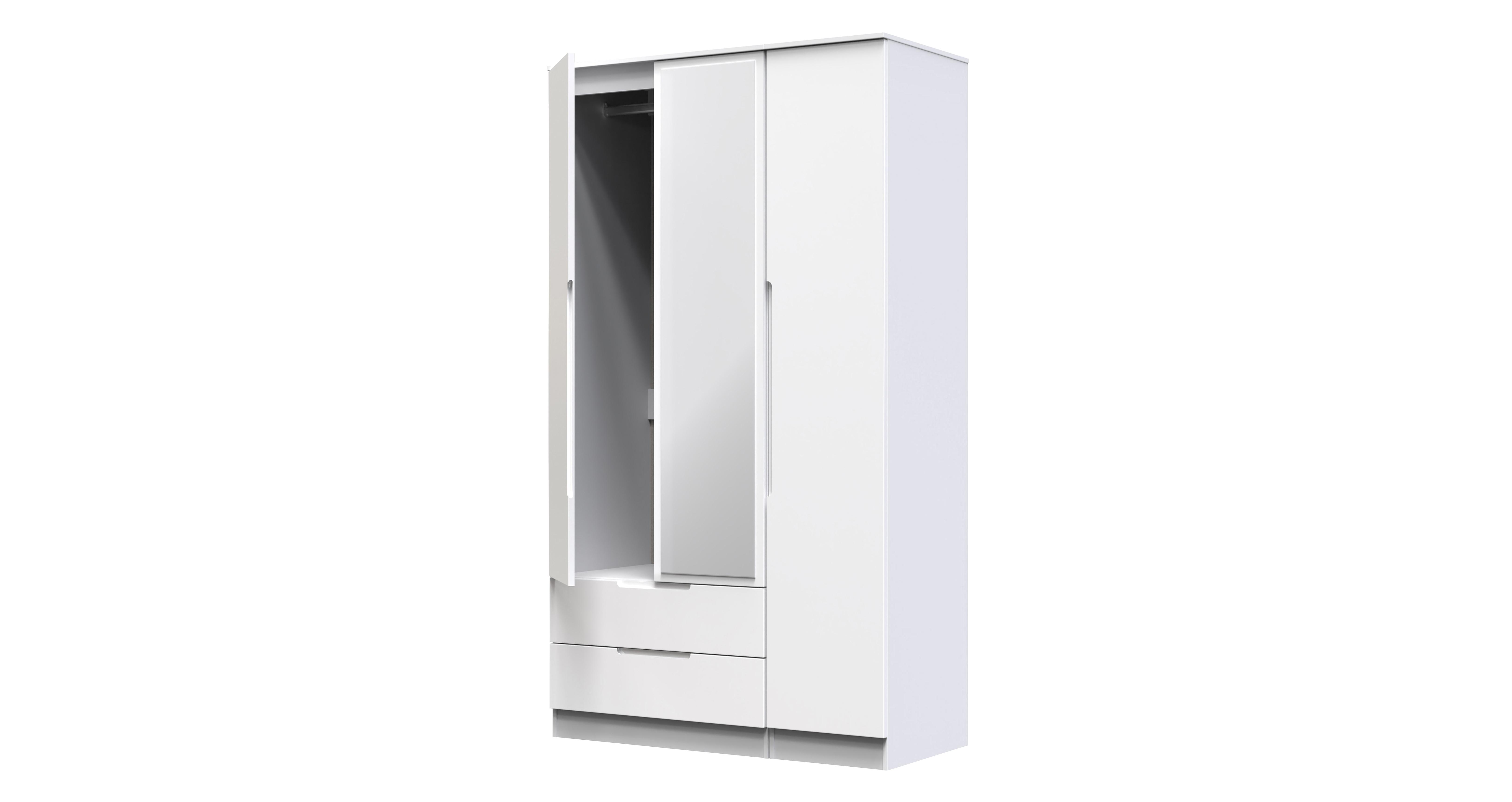 Slane Tall 2 Drawer Triple Mirrored Wardrobe | DFS