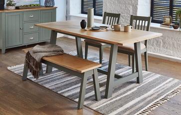 Extending Dining Table with 2 Chairs and a Bench