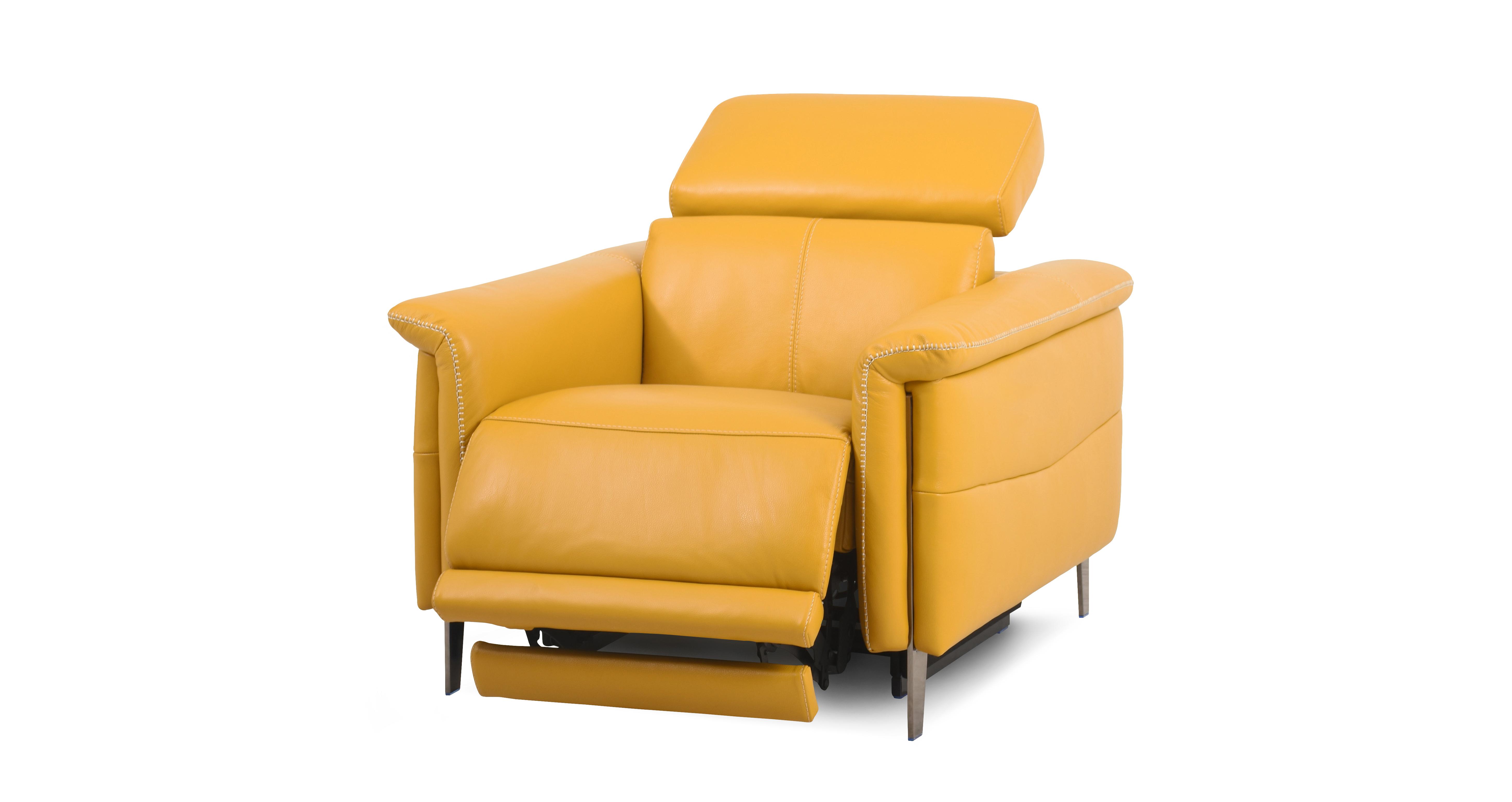 Yellow leather 2024 recliner chair