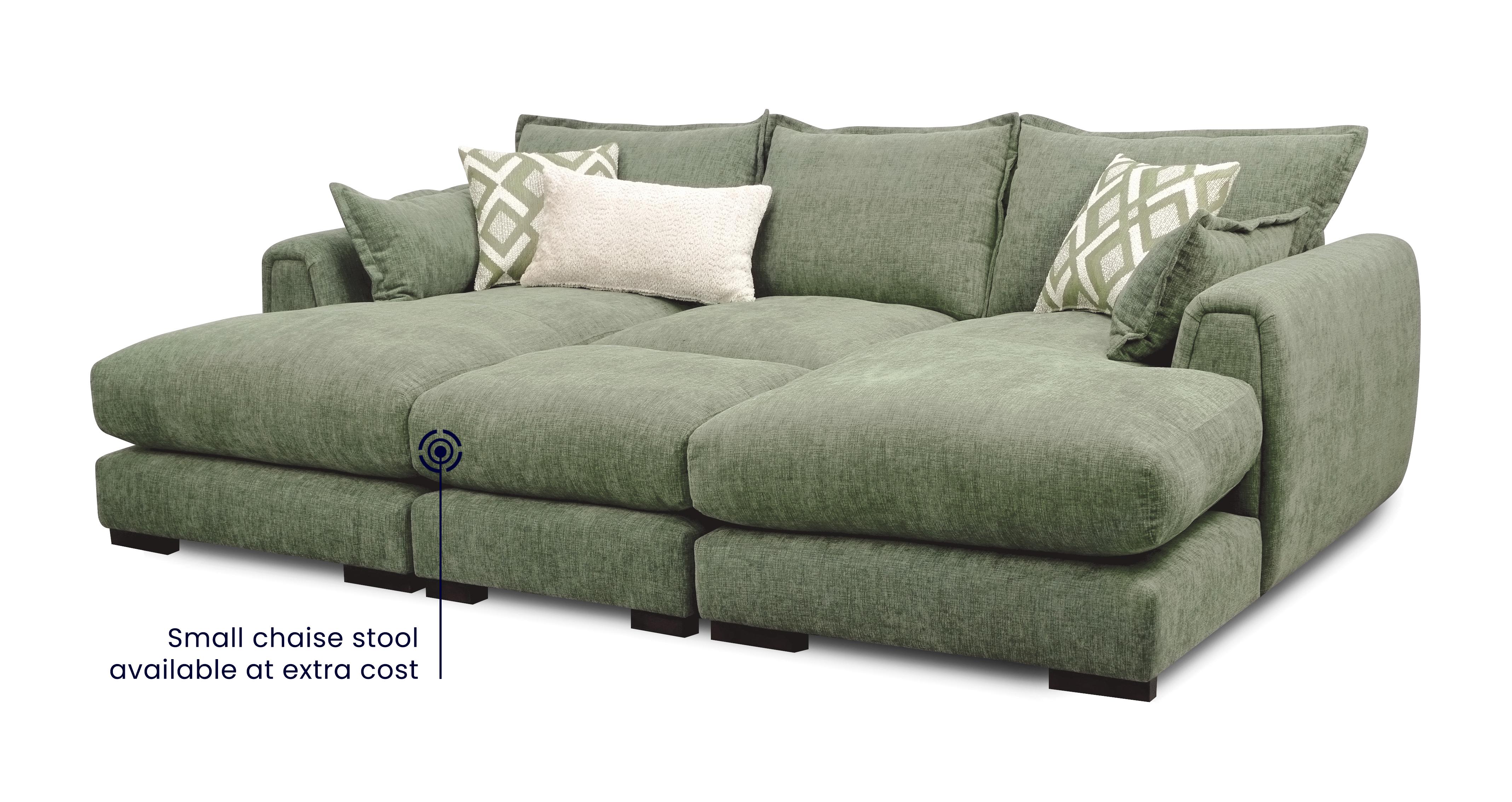Somerford Small Double Ended Chaise in Somerford Sage with Dark feet