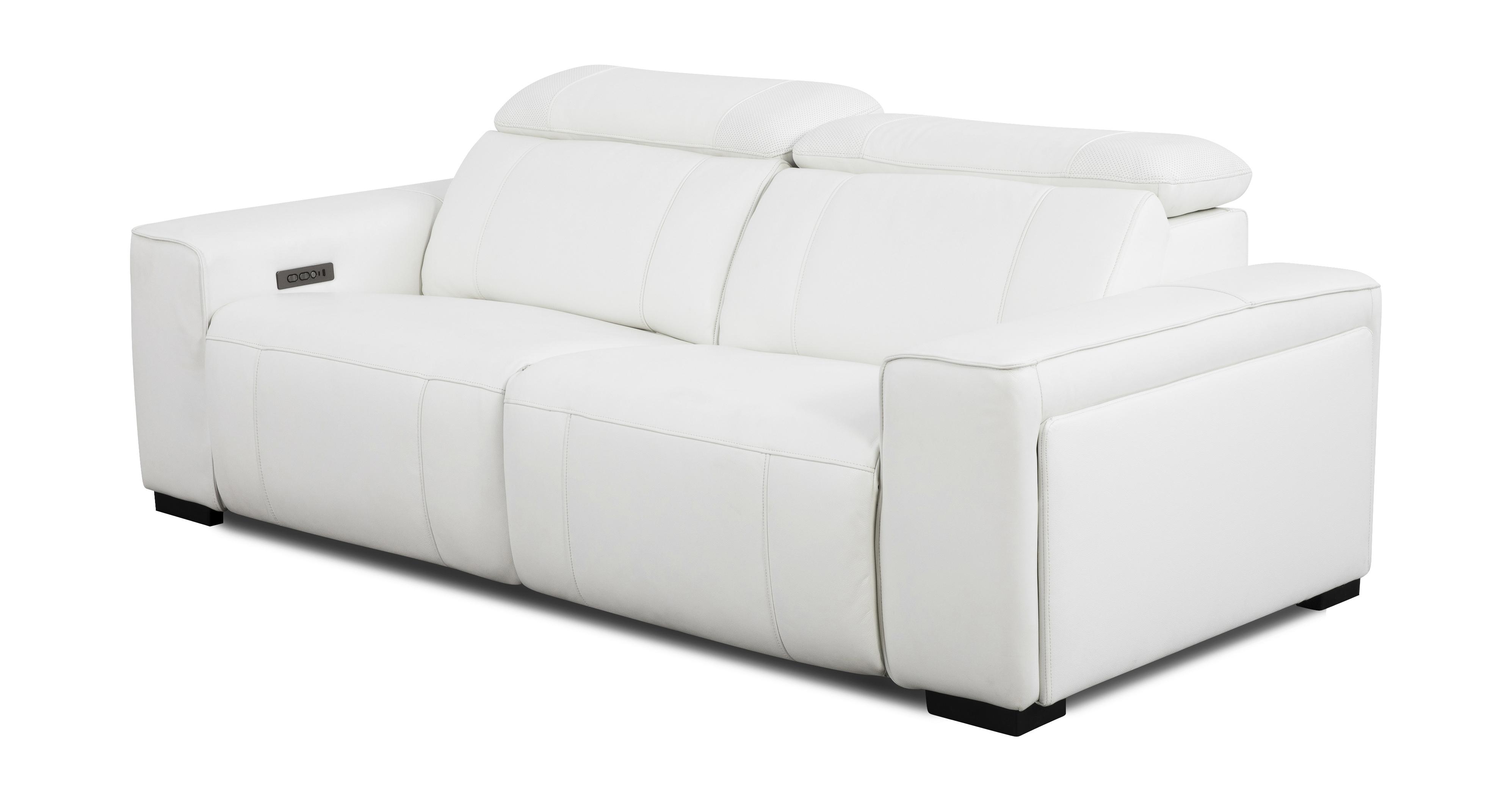 Soundwave 3 Seat Power Recliner in Cavalier Leather White