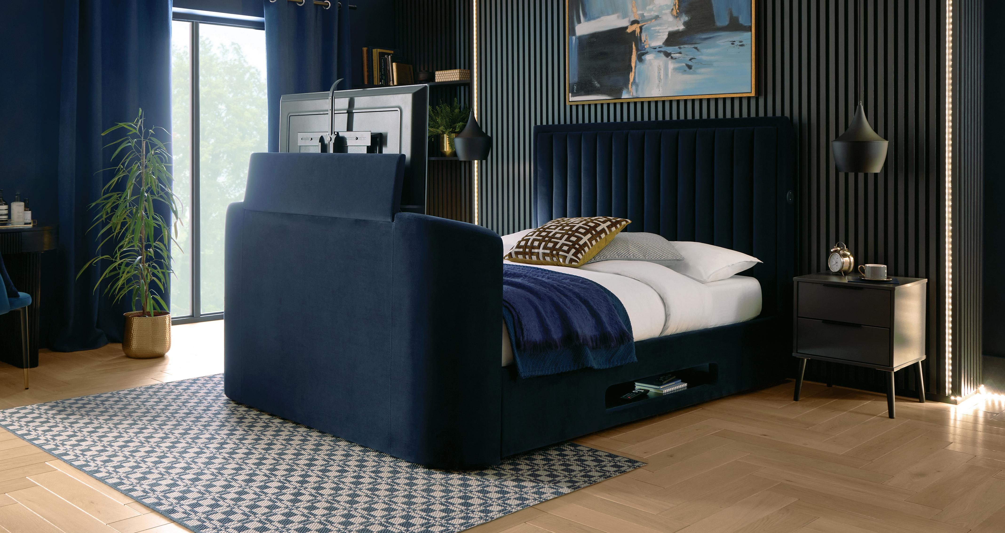 Spectre TV Ottoman Super King Bedframe in Spectre Navy Navy