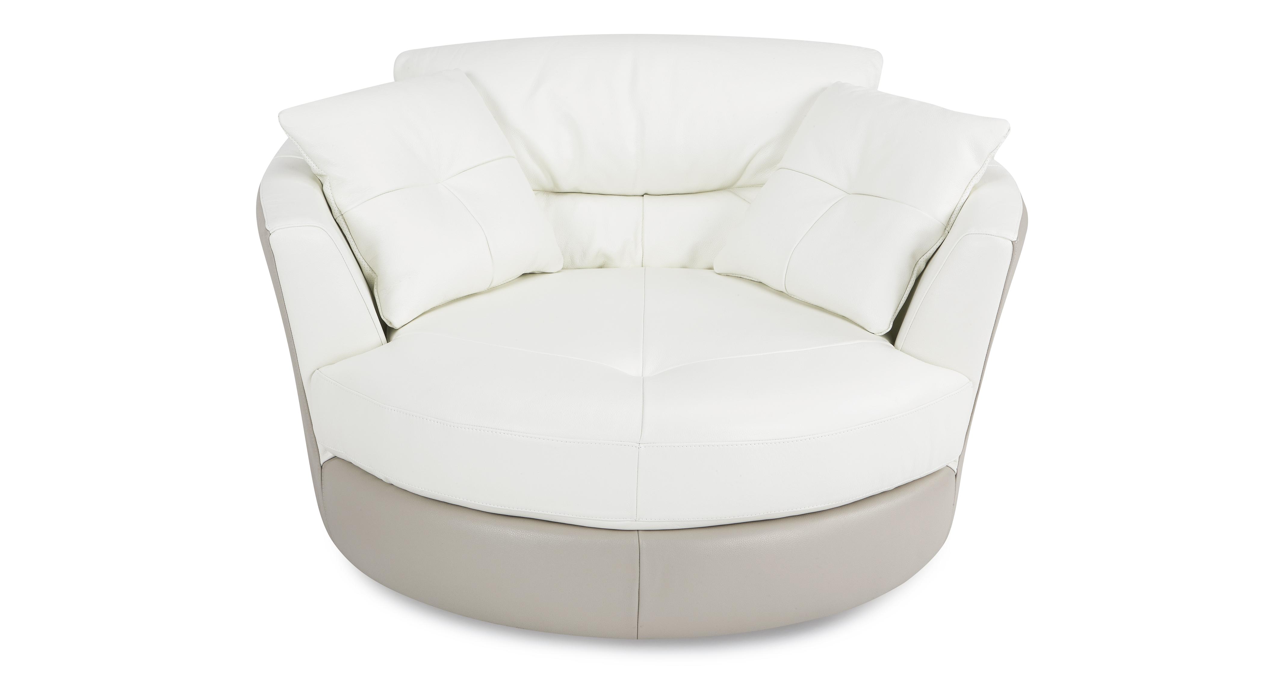 Stage Large Swivel Chair New Club Dfs, White Leather Swivel Recliner