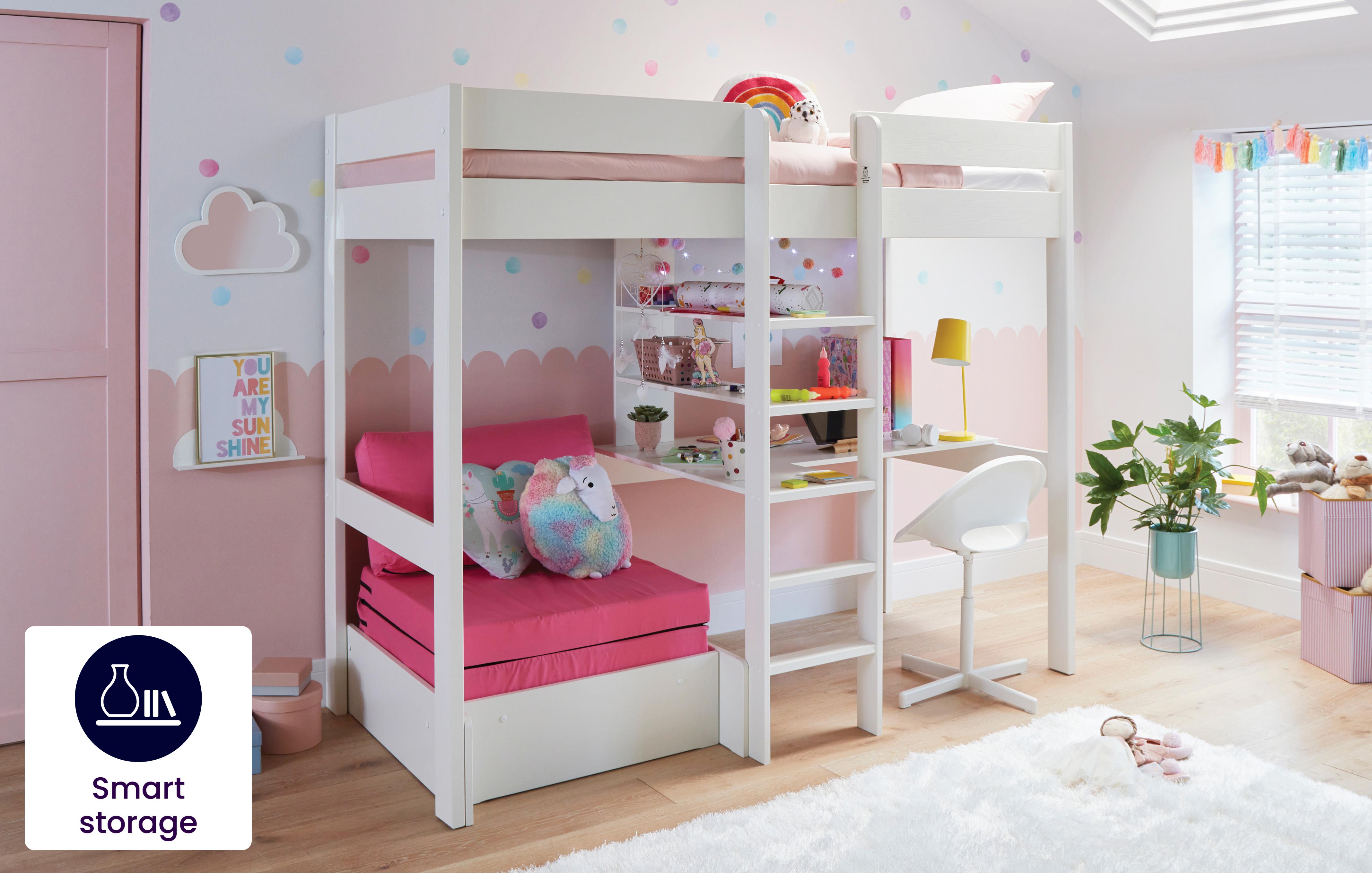 Children's high beds on sale with storage