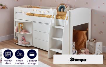 Stompa Uno S Mid Sleeper Desk and Drawers