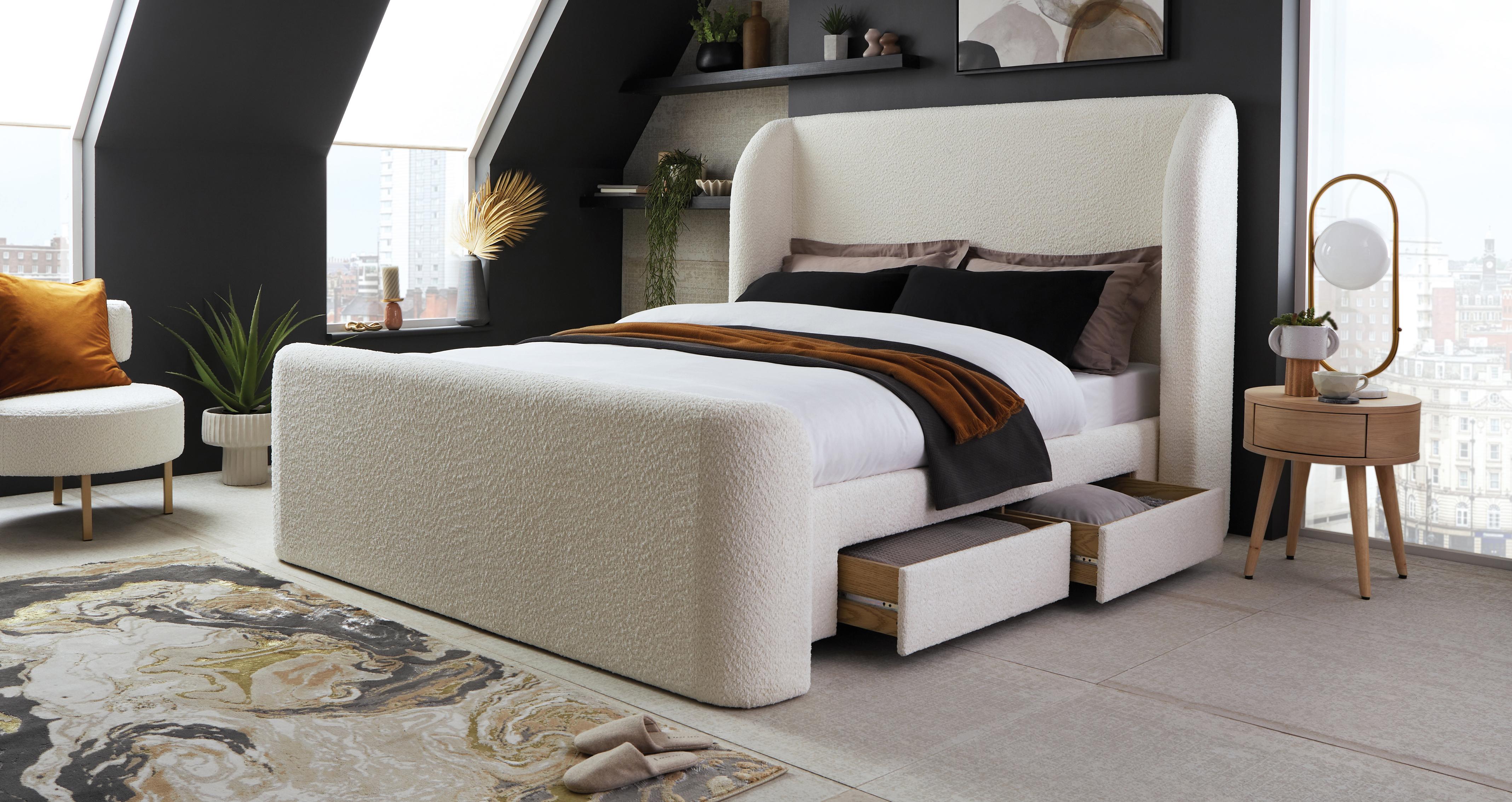 Studia 4 Drawer King Size Storage Bedframe in Studia Cream