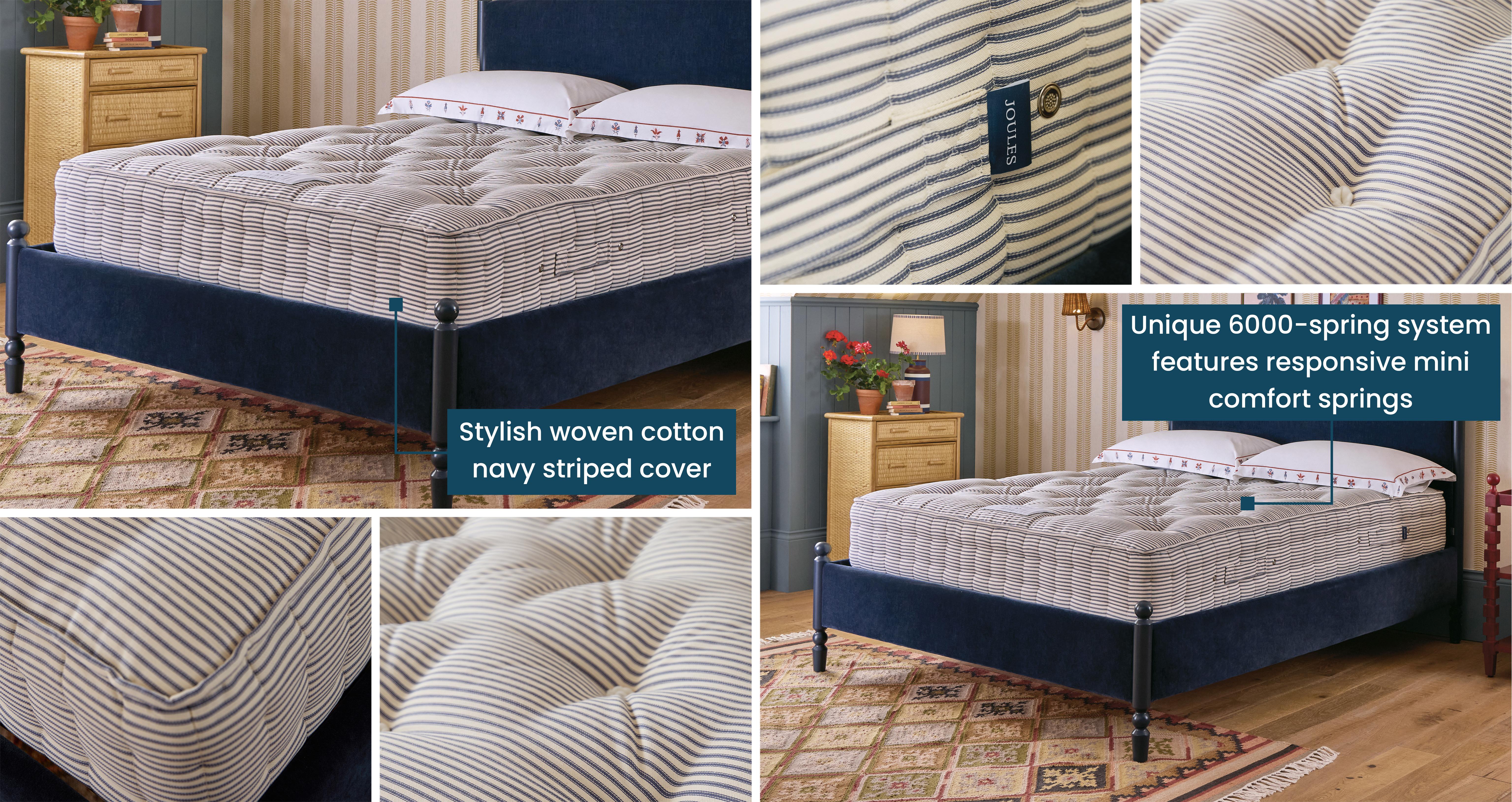Sycamore-cotton-stripe-6000-mattress Double Mattress in White Mattress White