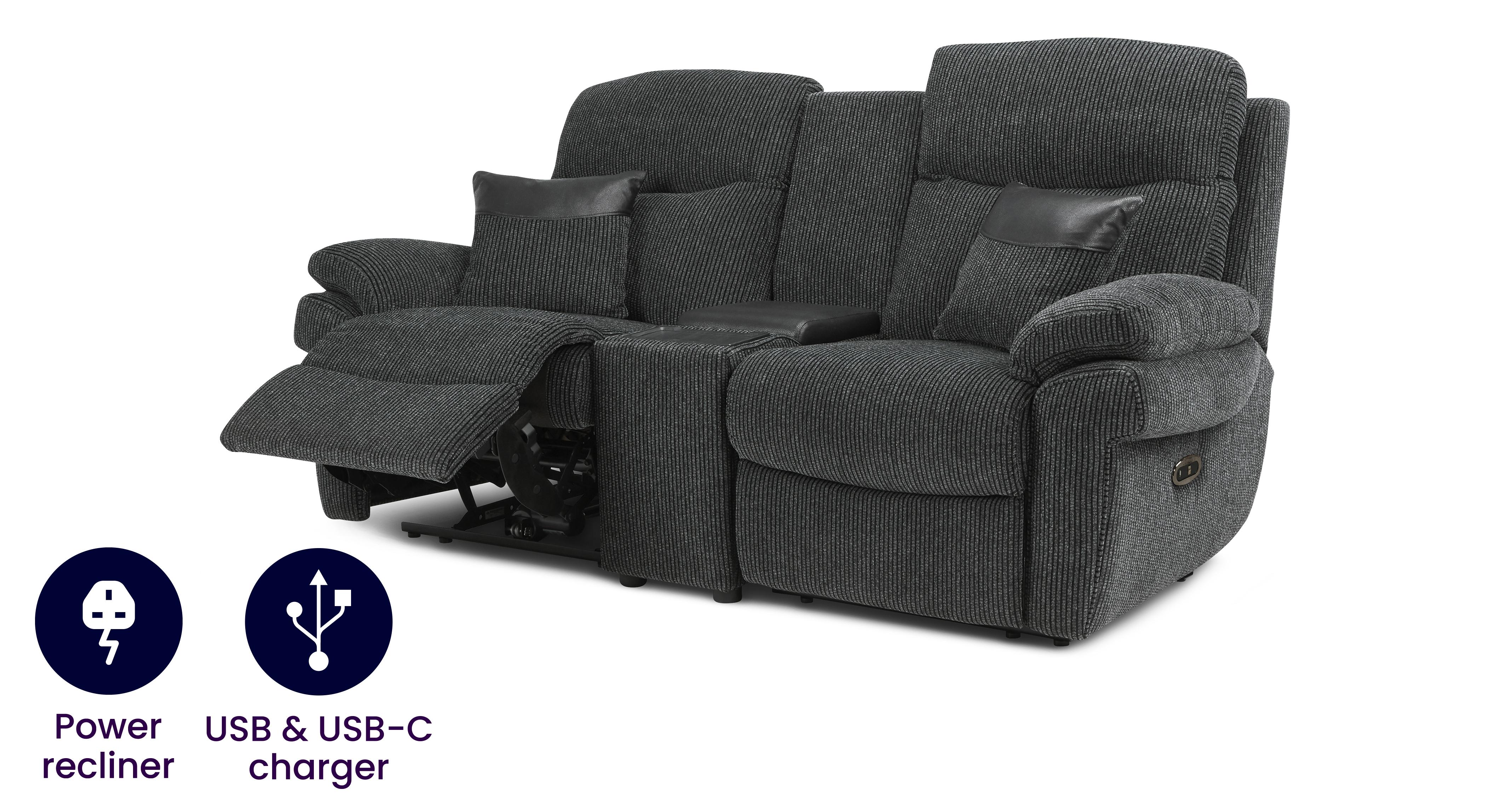 Tamla 2 Seater Power Recliner Console | DFS