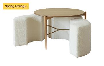 Coffee Table With Three Cushion Footstools