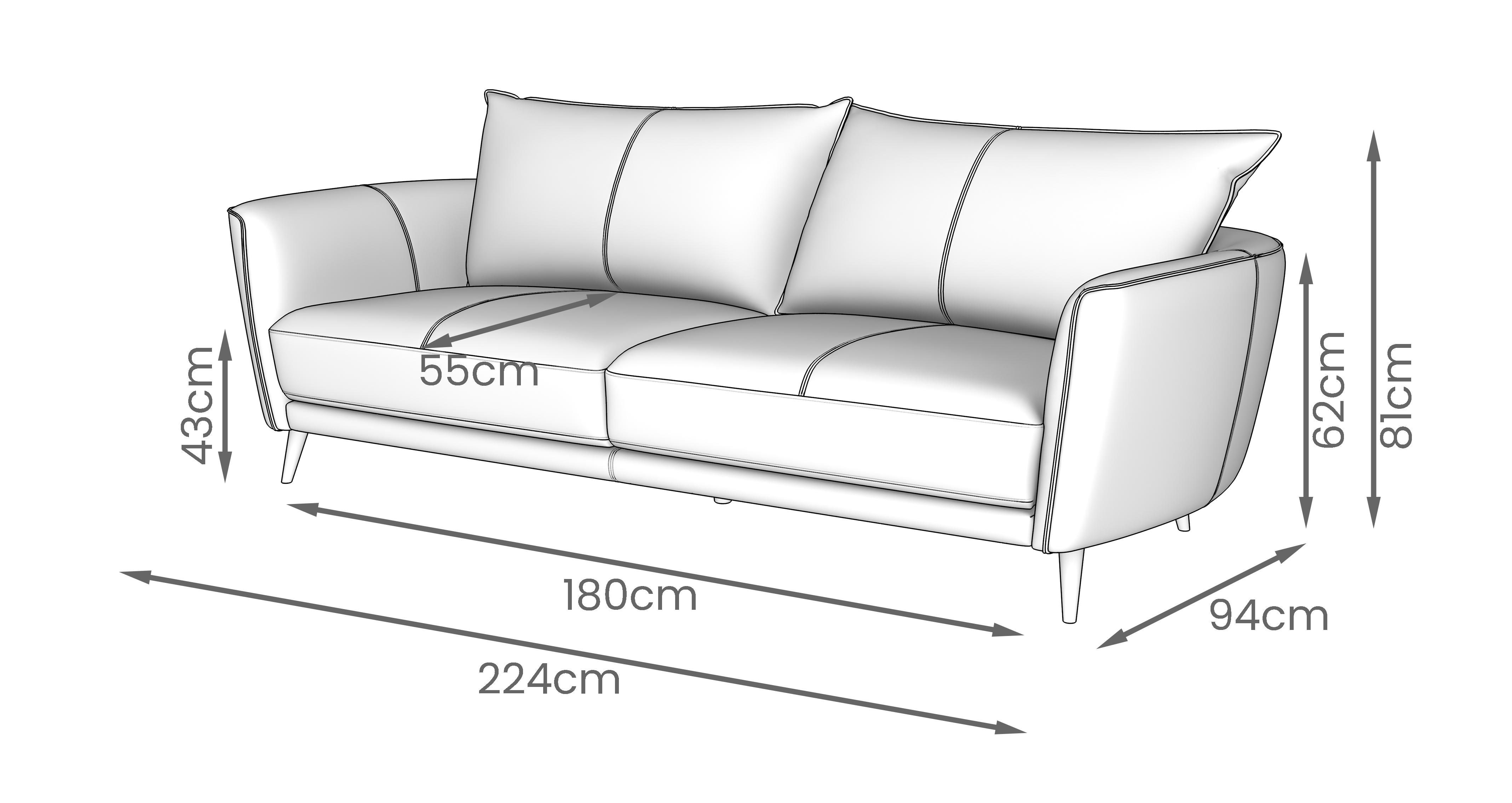 Tennesse 3 Seater Sofa in Delaware Cognac