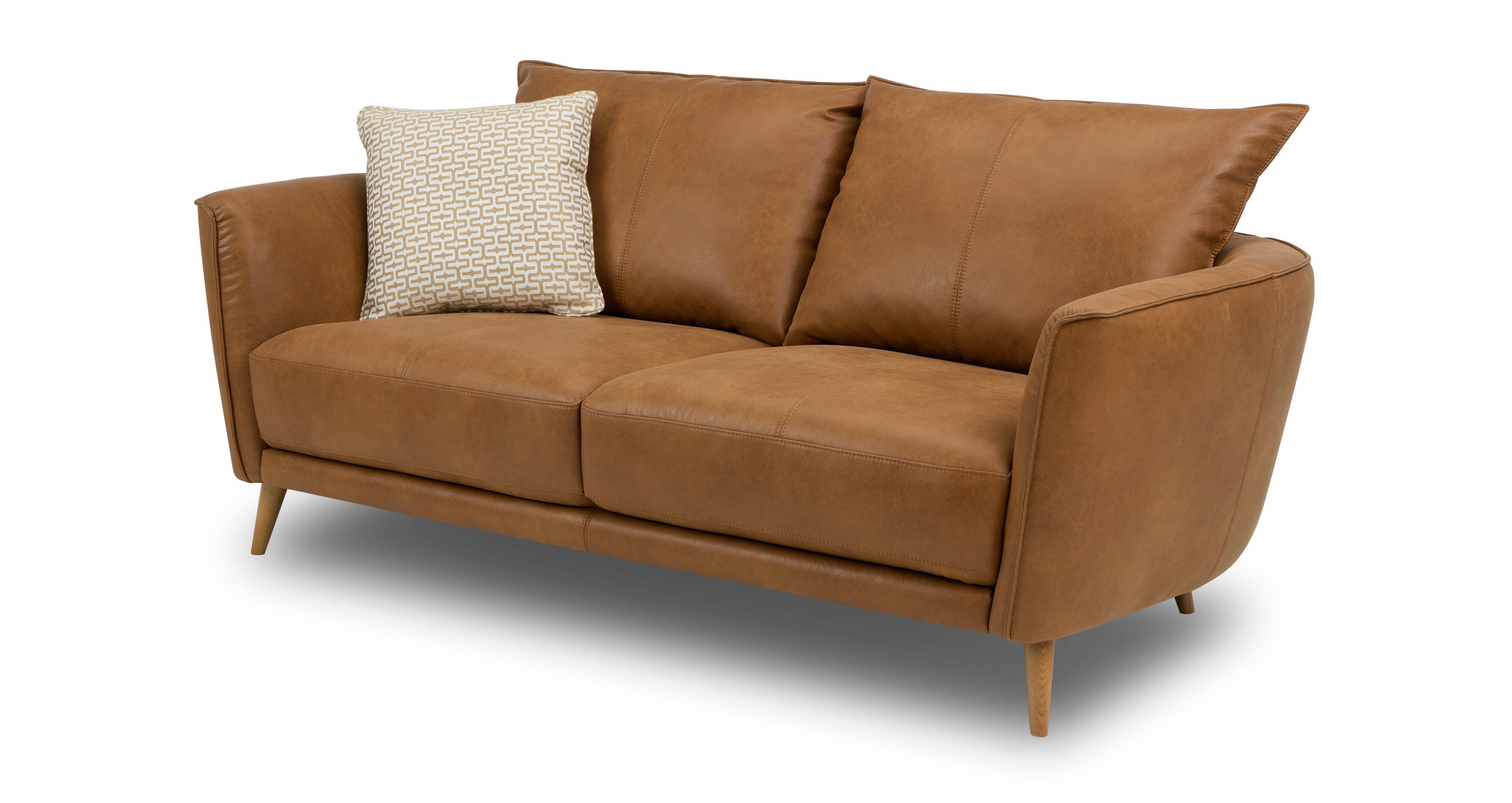 Tennesse-clearance 3 Seater Sofa, 2 Seater Sofa, Chair & Footstool in Delaware Cognac Clearance Cognac