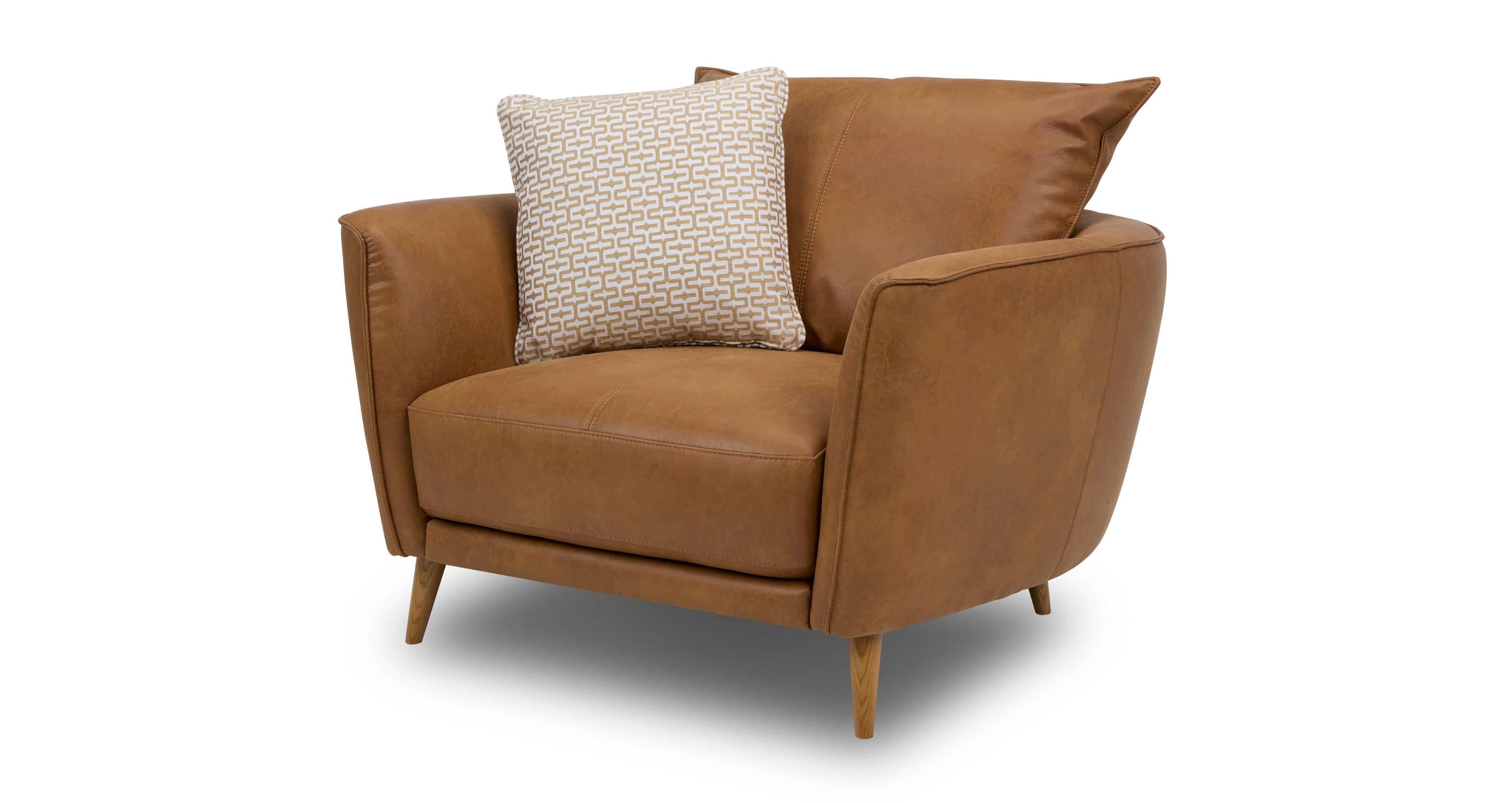 Tennesse-clearance 3 Seater Sofa, 2 Seater Sofa, Chair & Footstool in Delaware Cognac Clearance Cognac