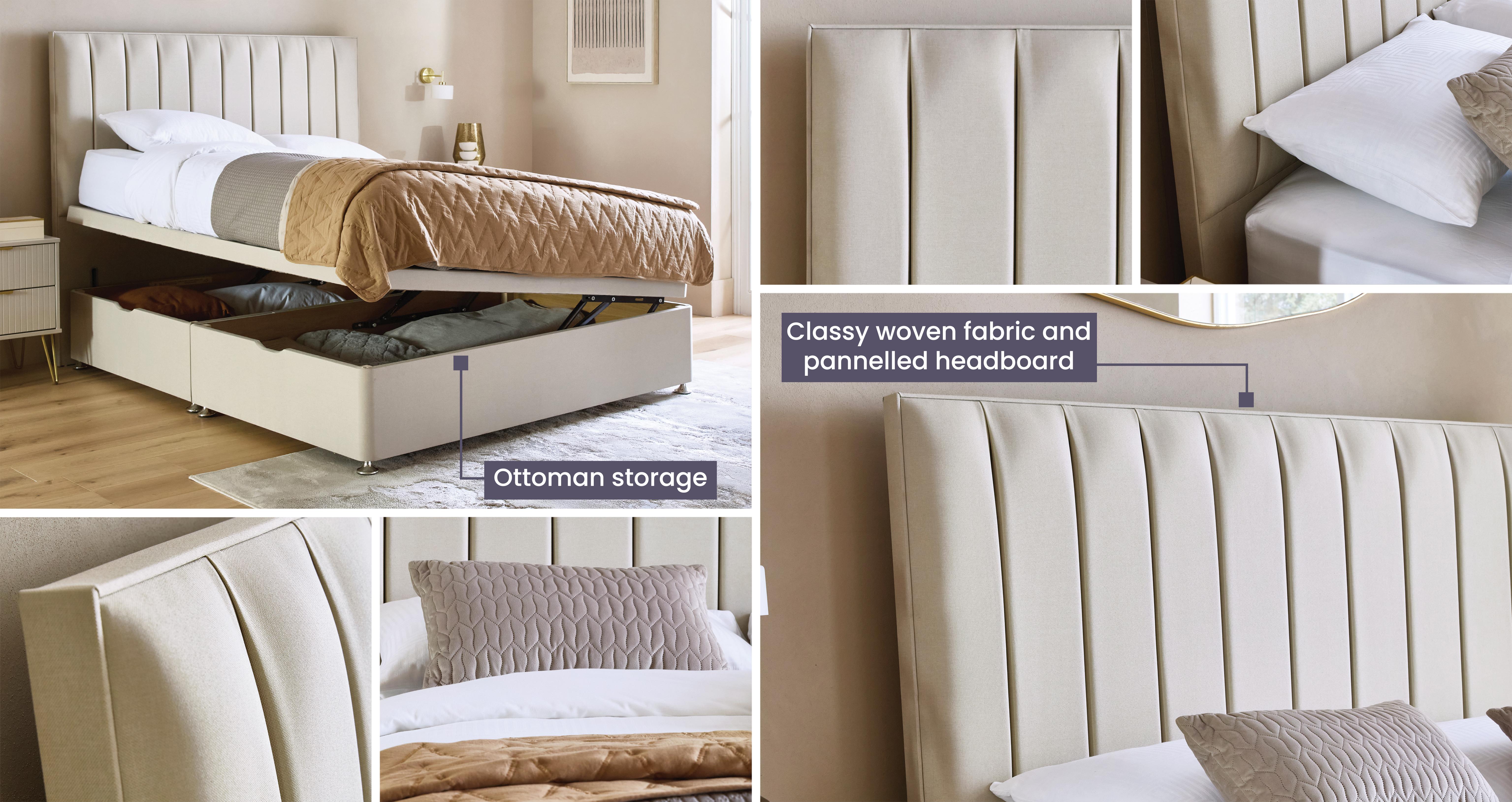 Tilly Double Ottoman Bed in Cora Cream Cream