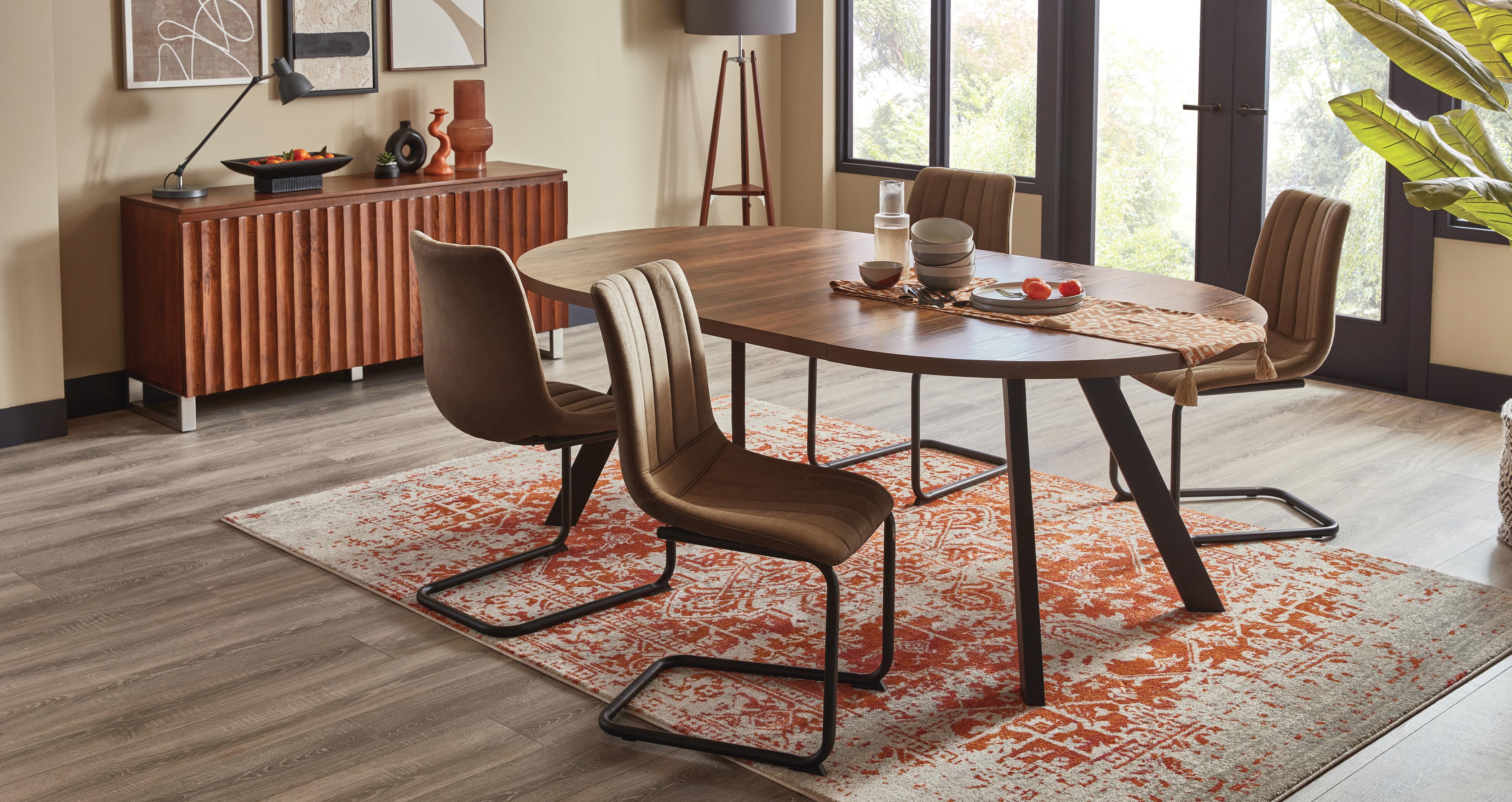 Trae Cantilever Dining Chair in Trae Brown PU Brown PU