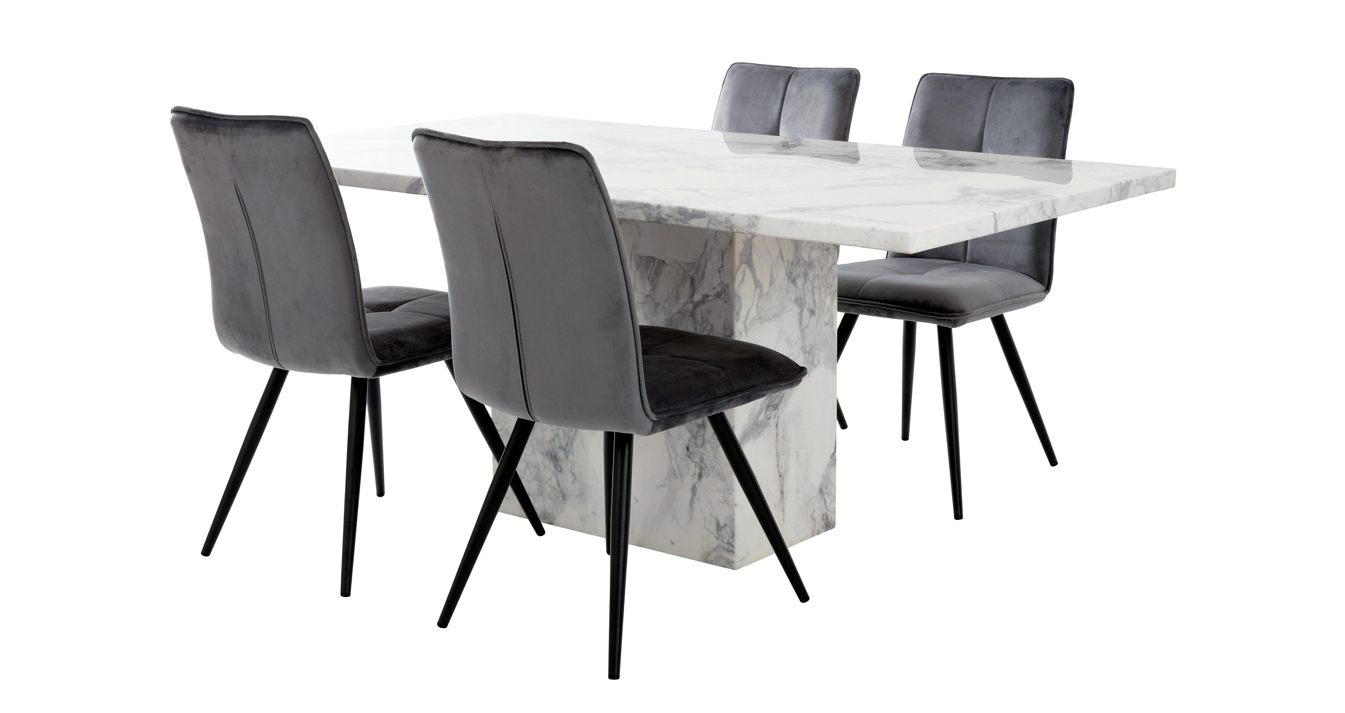 Tulle Dining Table 4 Grey Upholstered Dining Chairs DFS