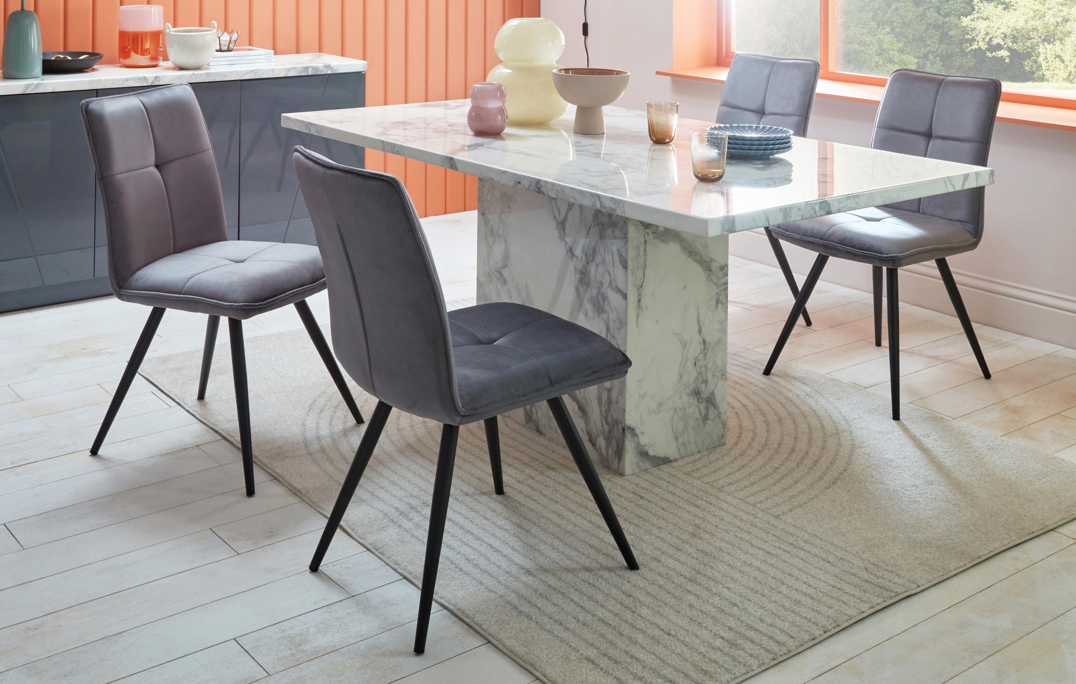 Marble dining table and 6 chairs dfs hot sale