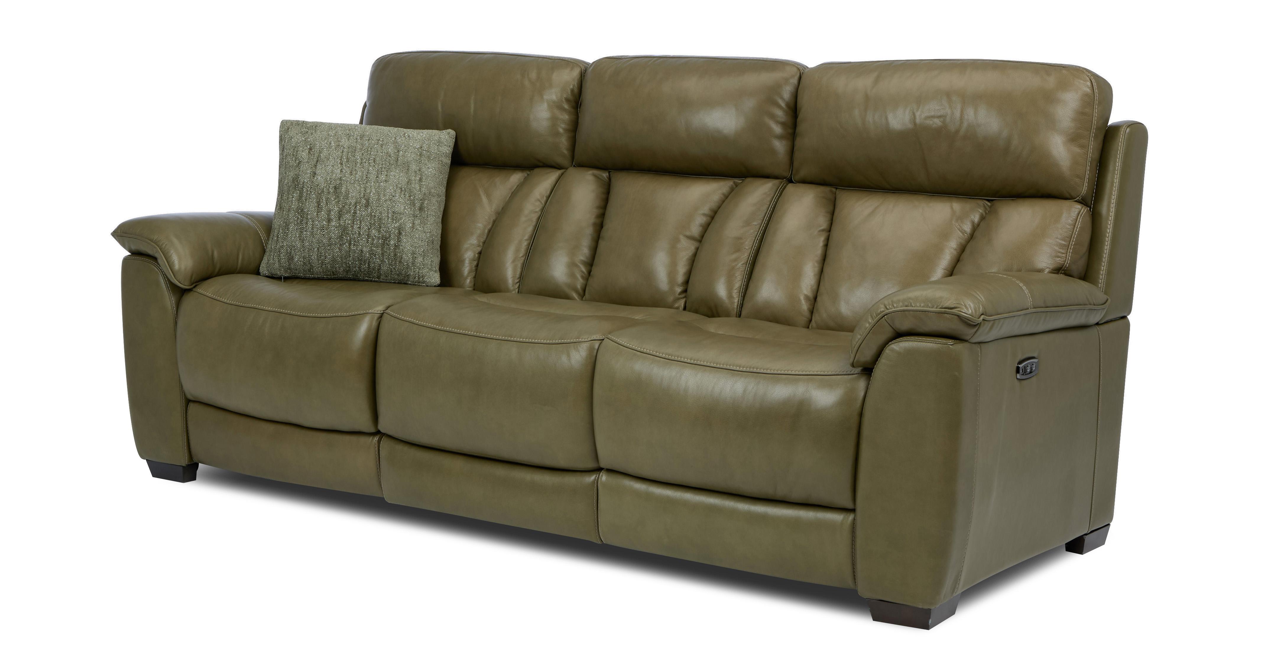 Valen 3 Seat Power Recliner in Fulton Leather Olive