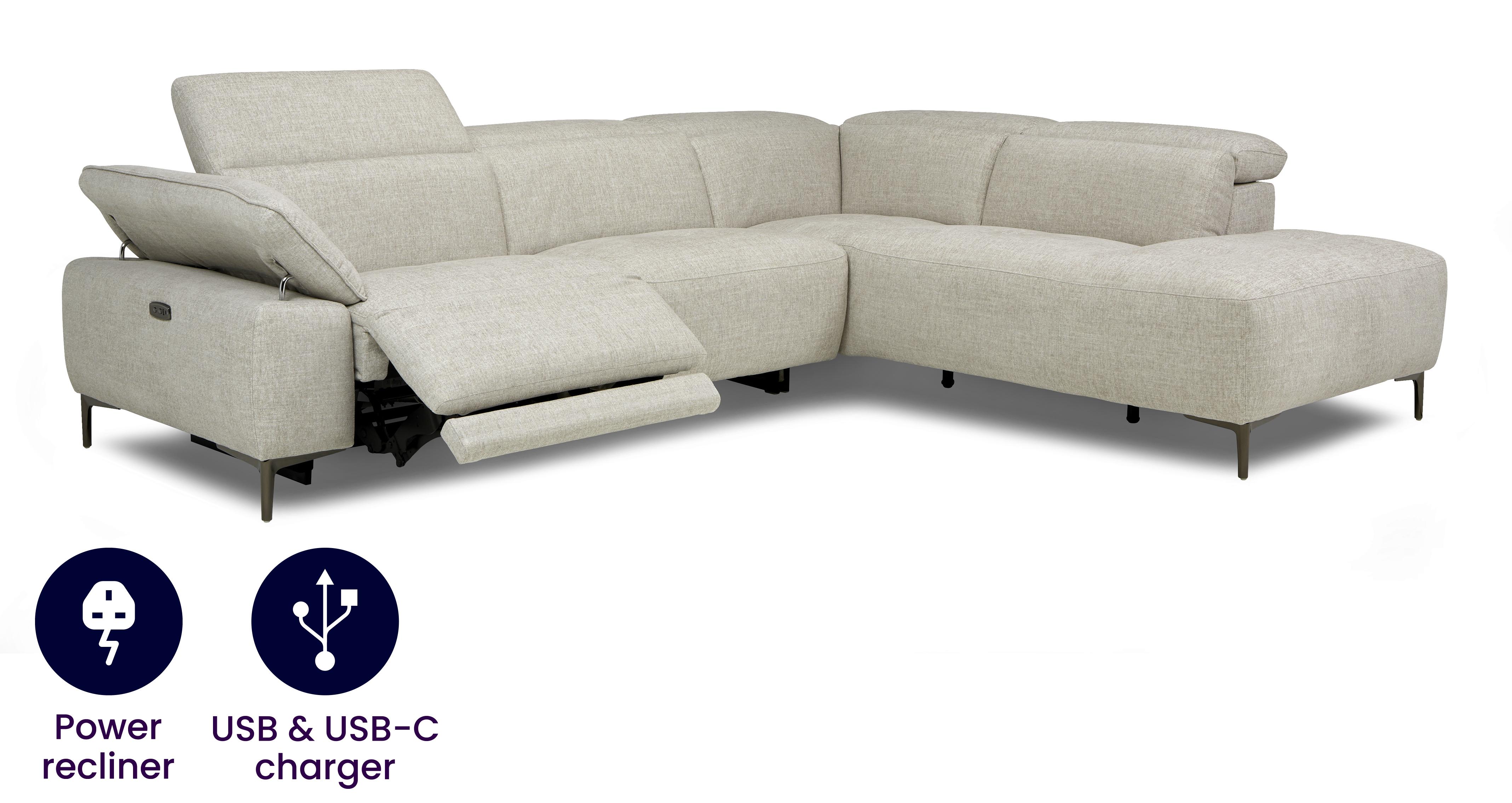 Left Hand Facing Arm 2 Corner 1 Power Open End Sofa