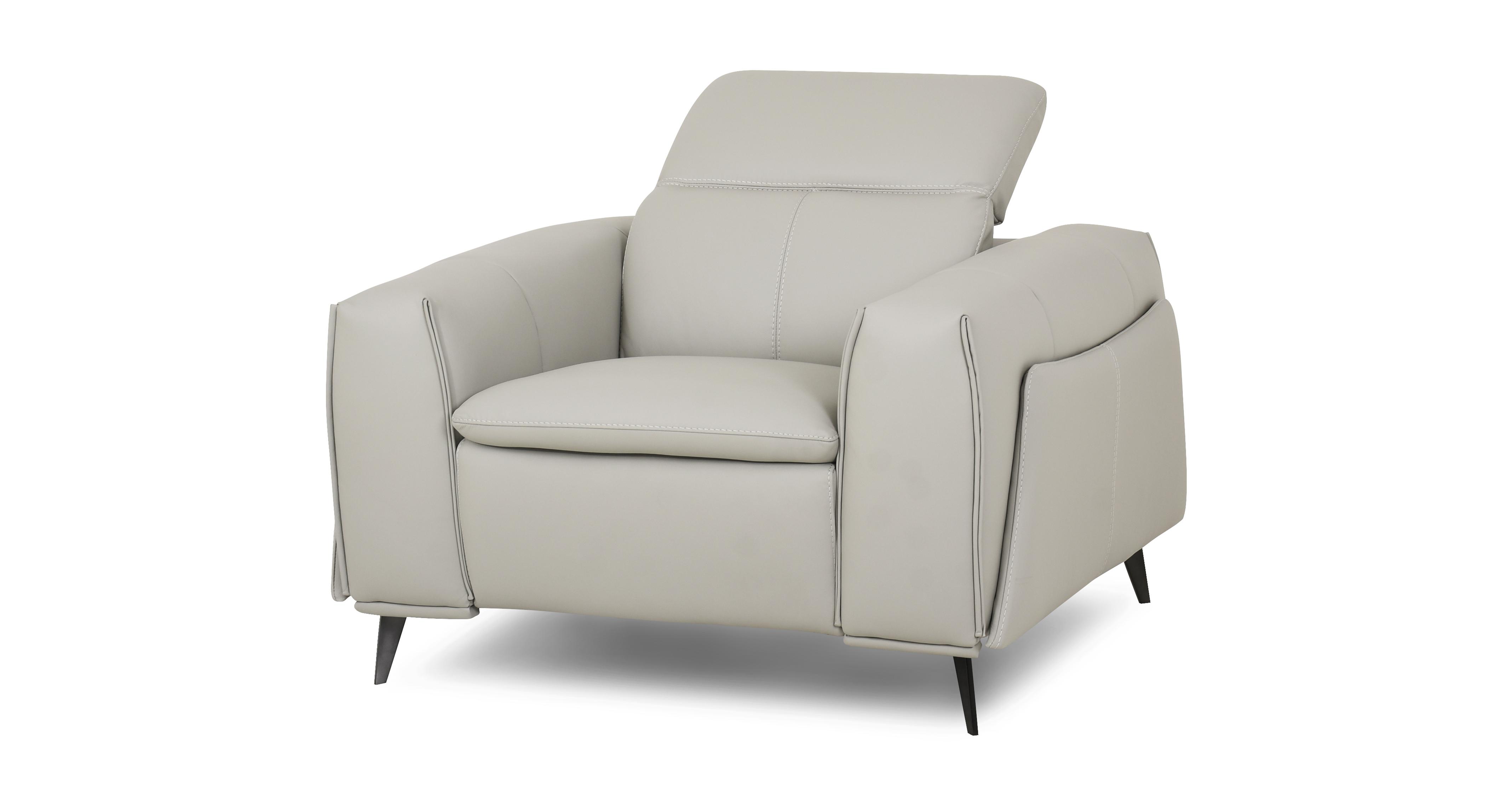 Venosa Leather Fixed Storage Chair in Borelli Grey Mist