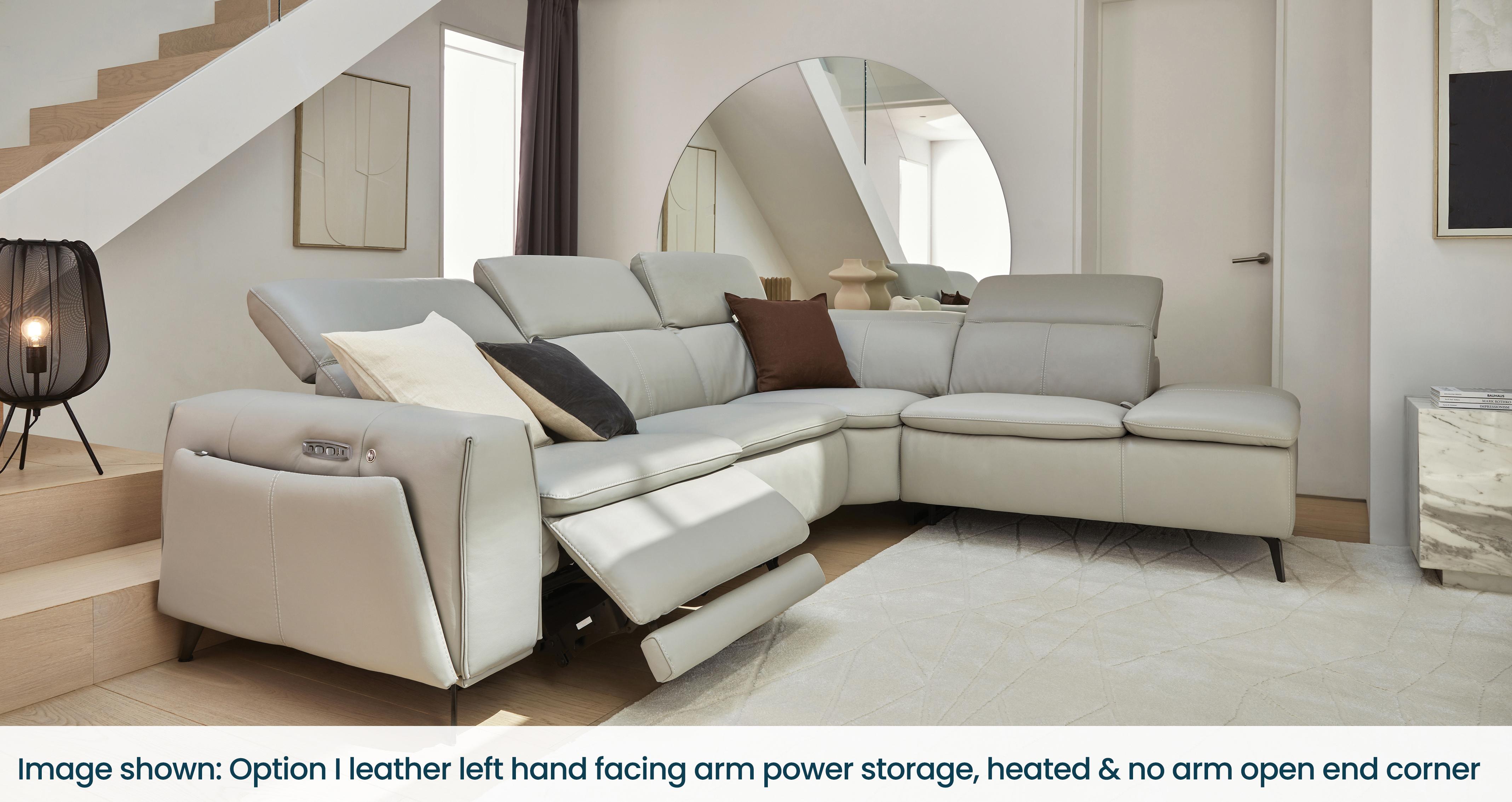 Venosa Leather Power Storage, Heated 2 Seat Recliner in Borelli Grey Mist