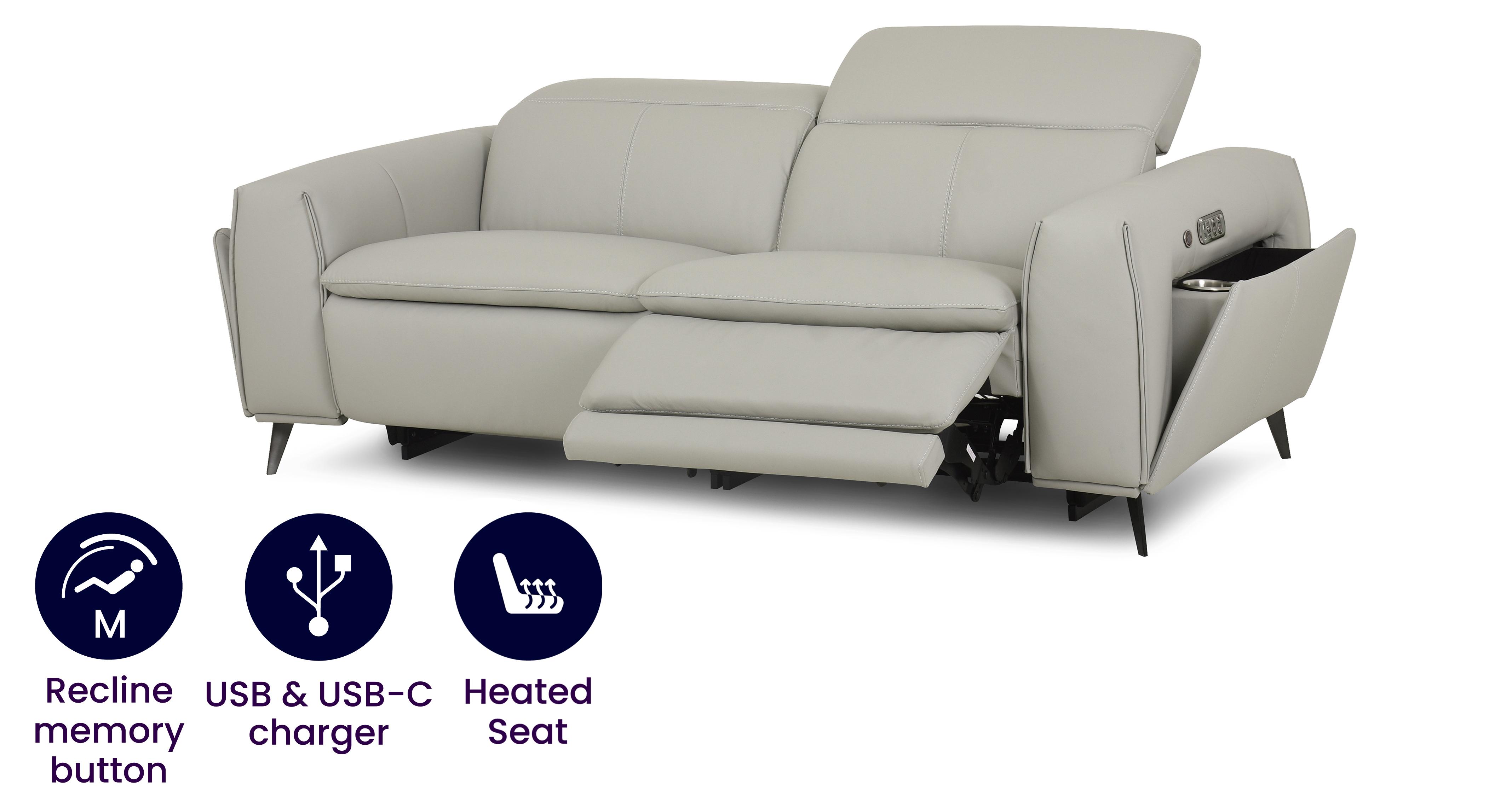 Heated leather deals sofa