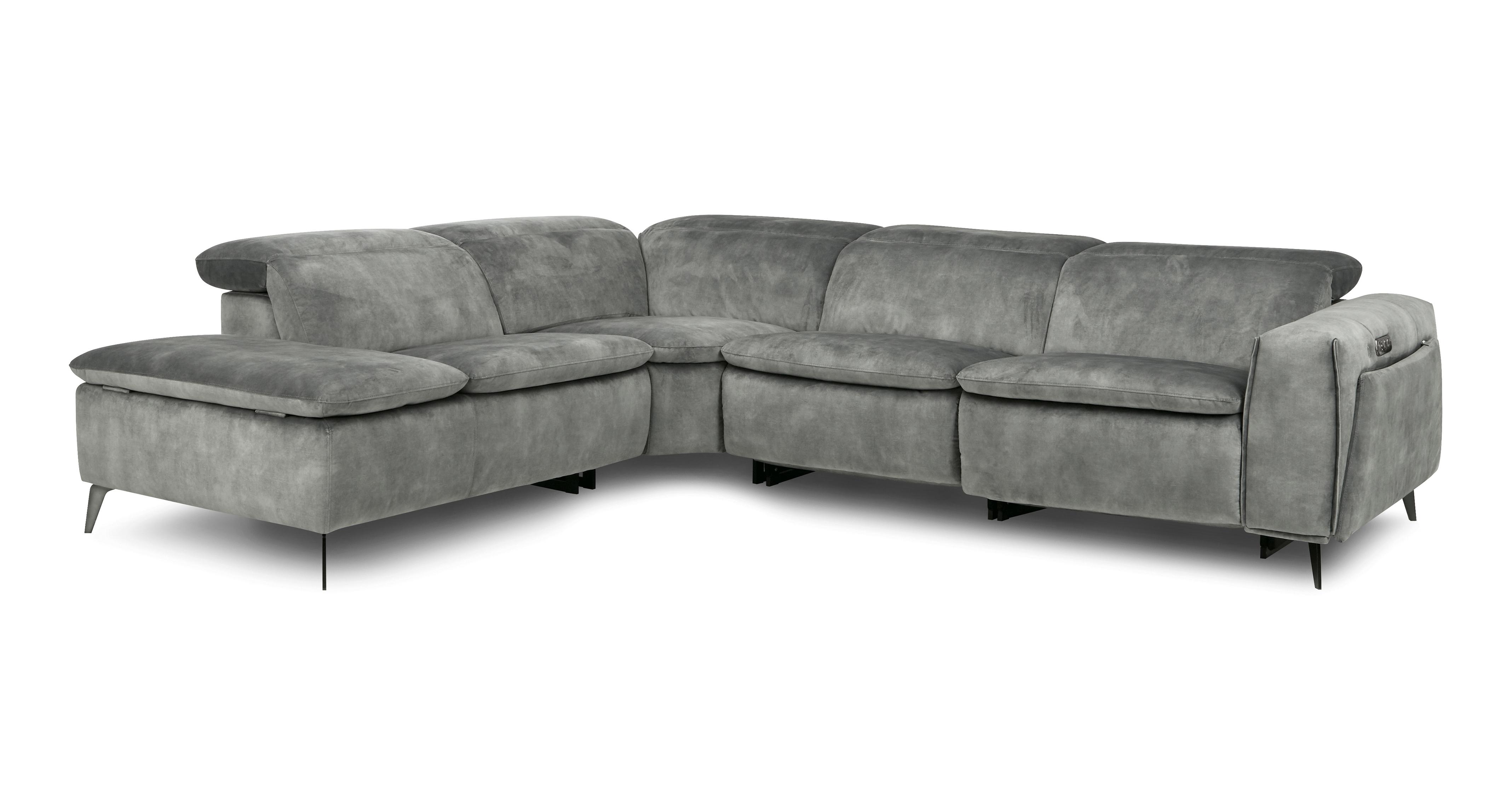 Venosa Fabric Option N Right Hand Facing Arm Twin Power Storage, Heated, Memory & Open End Corner in Derosa Smoke Grey