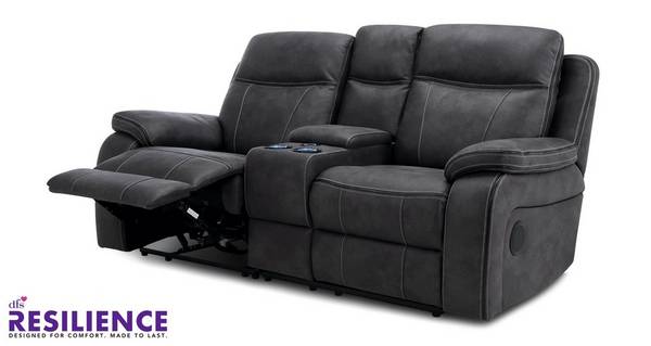 Vinson 2 Seater Smart Power Recliner, Grey Leather Reclining Sofa With Cup Holders