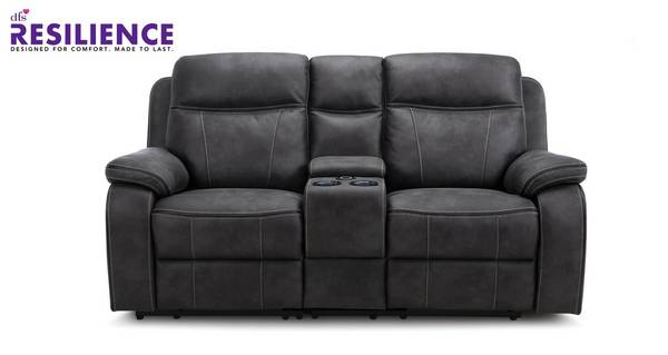 Vinson 2 Seater Smart Power Recliner, Black Leather Reclining Sofa With Cup Holders