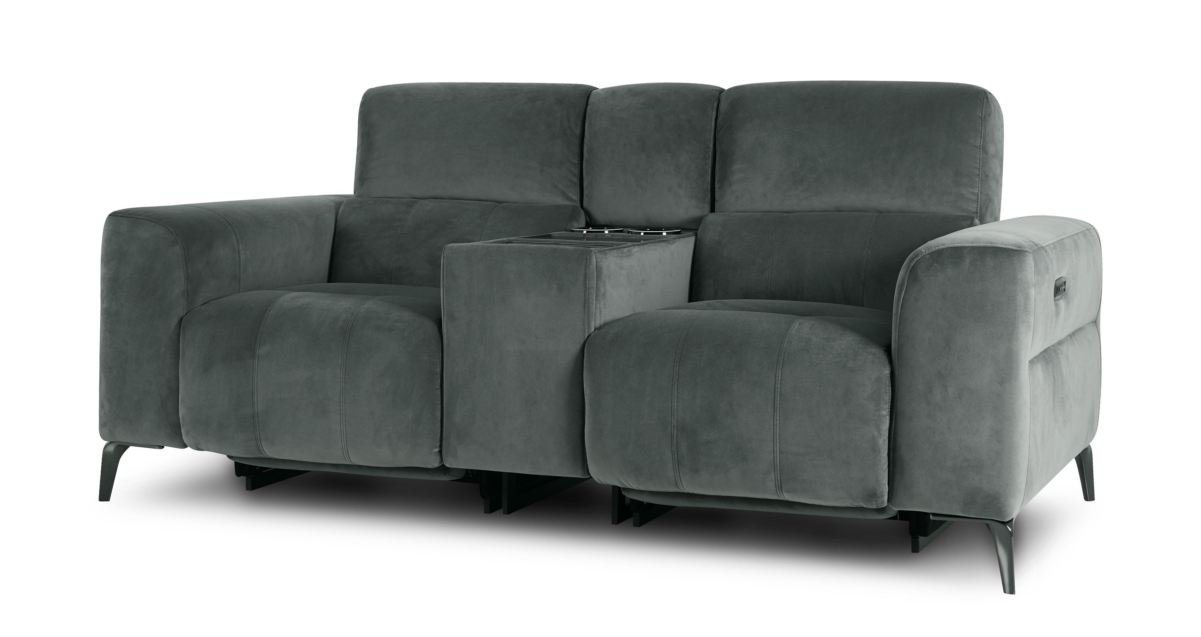 Visionary-clearance 2x 2 Seater Sofa & FootStool in Boutique Grey Clearance Grey