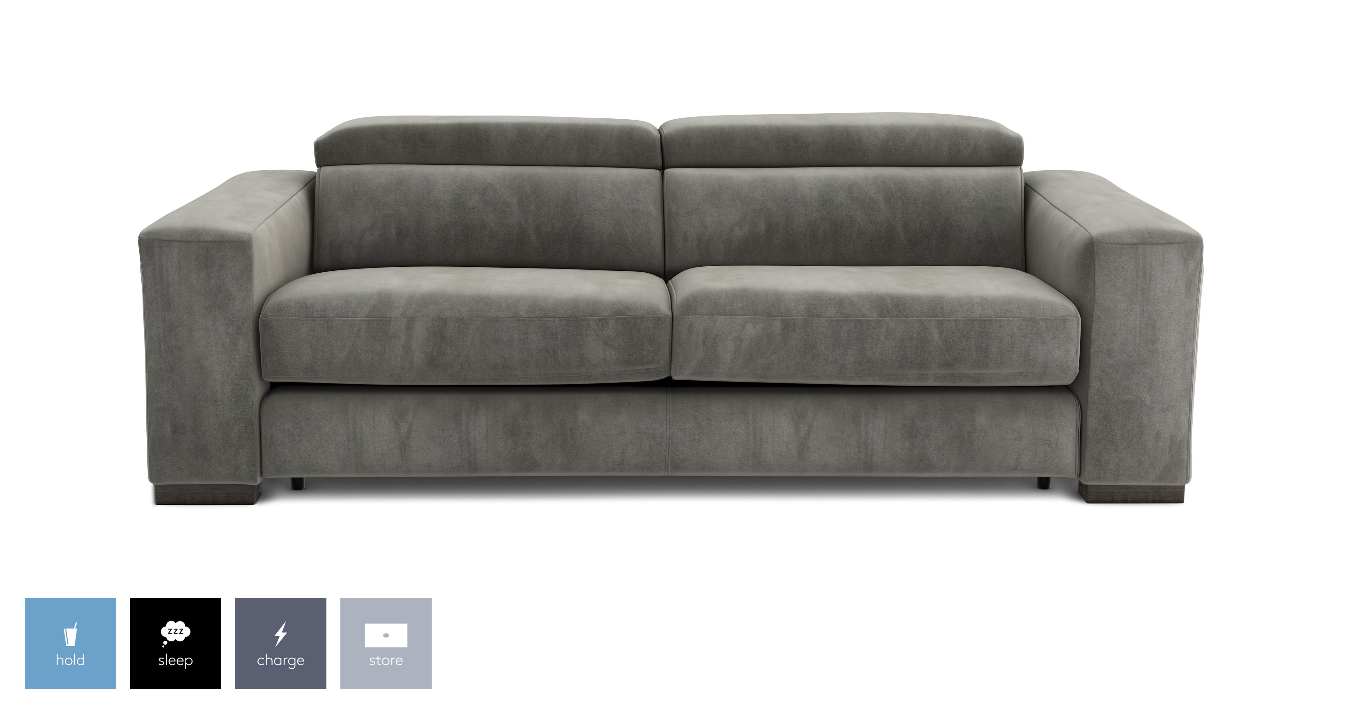 Velvet 3 Seater Sofa Bed