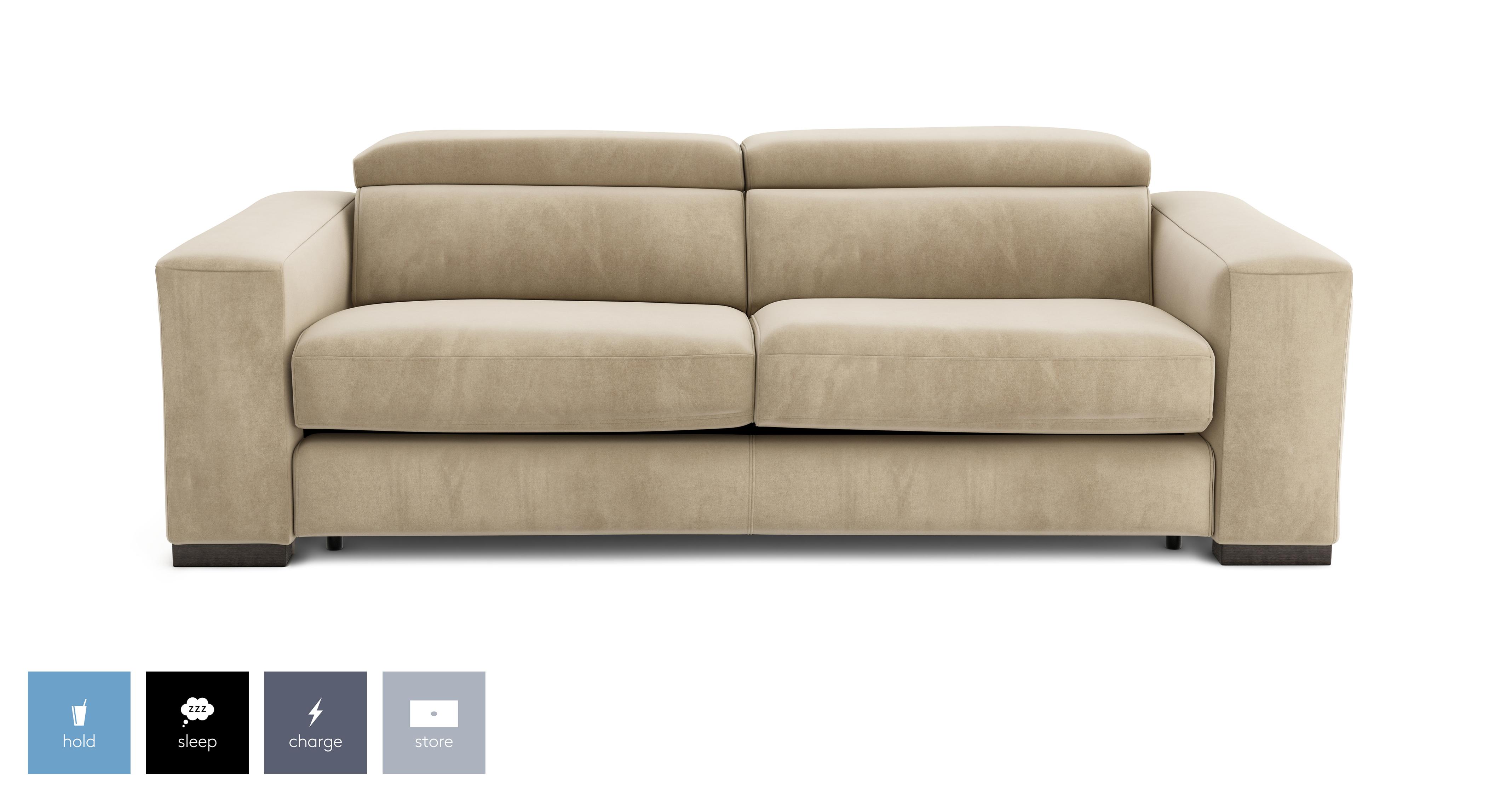 Velvet 3 Seater Sofa Bed