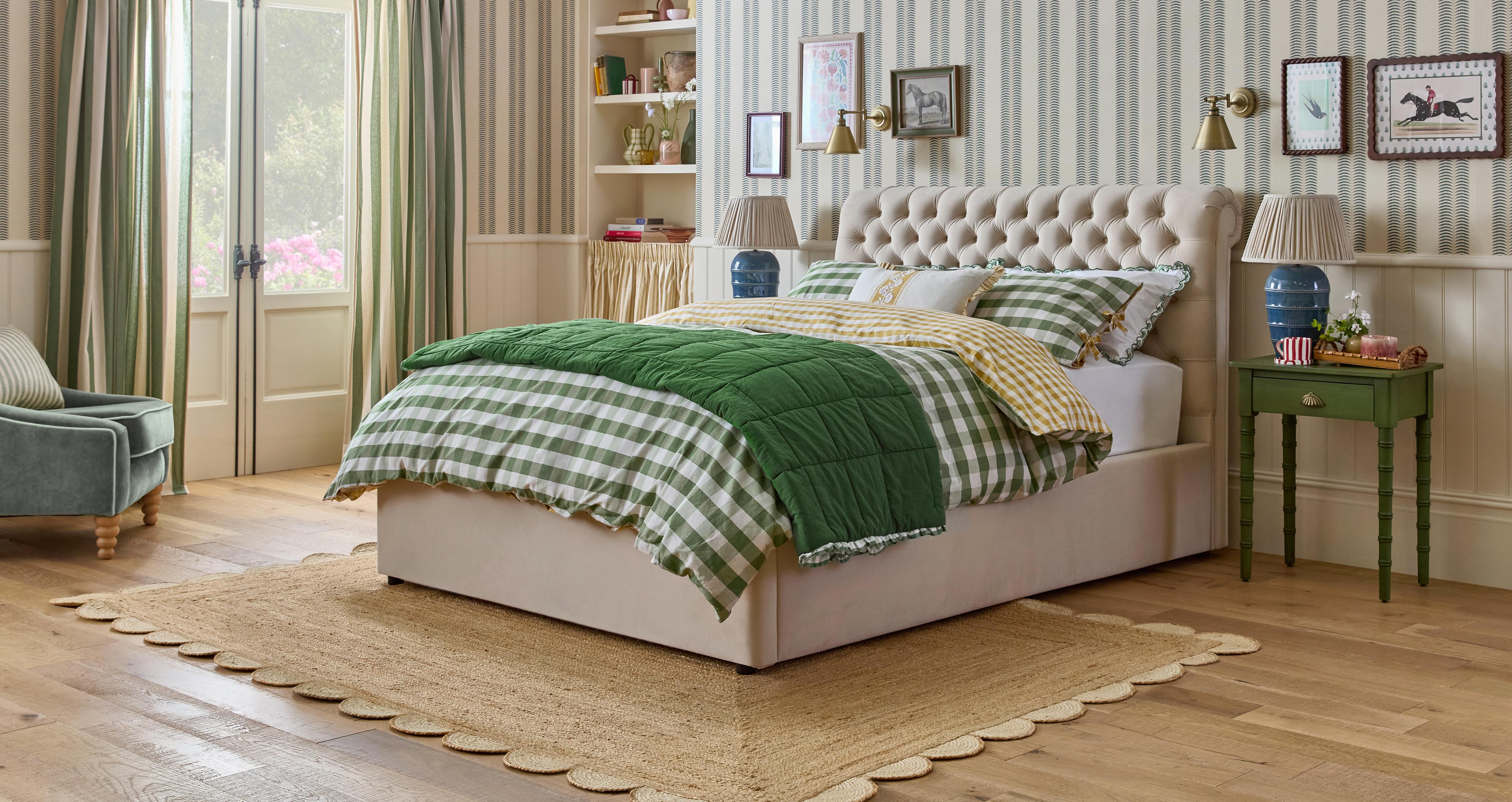 Westwood Double Ottoman Bedframe in Westwood Velvet Natural