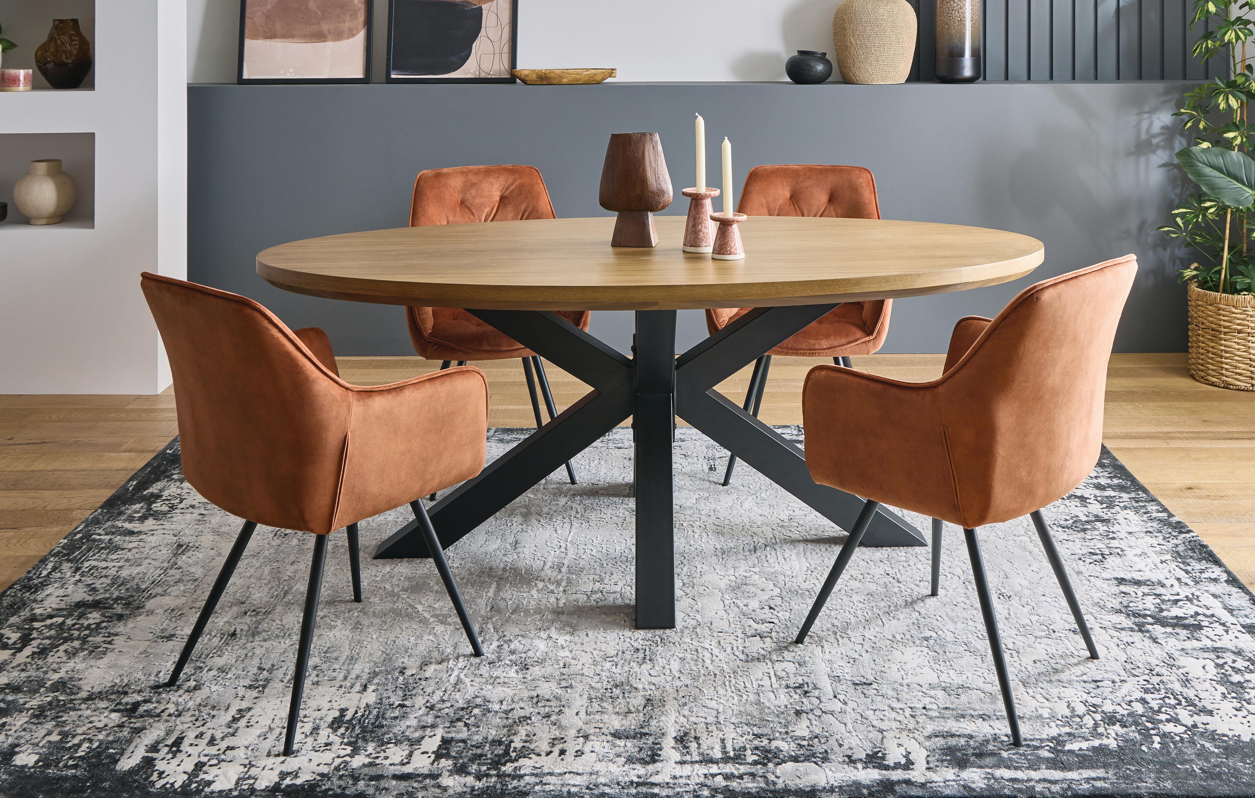Dining Table & 4 Jose Dining Chairs Rust