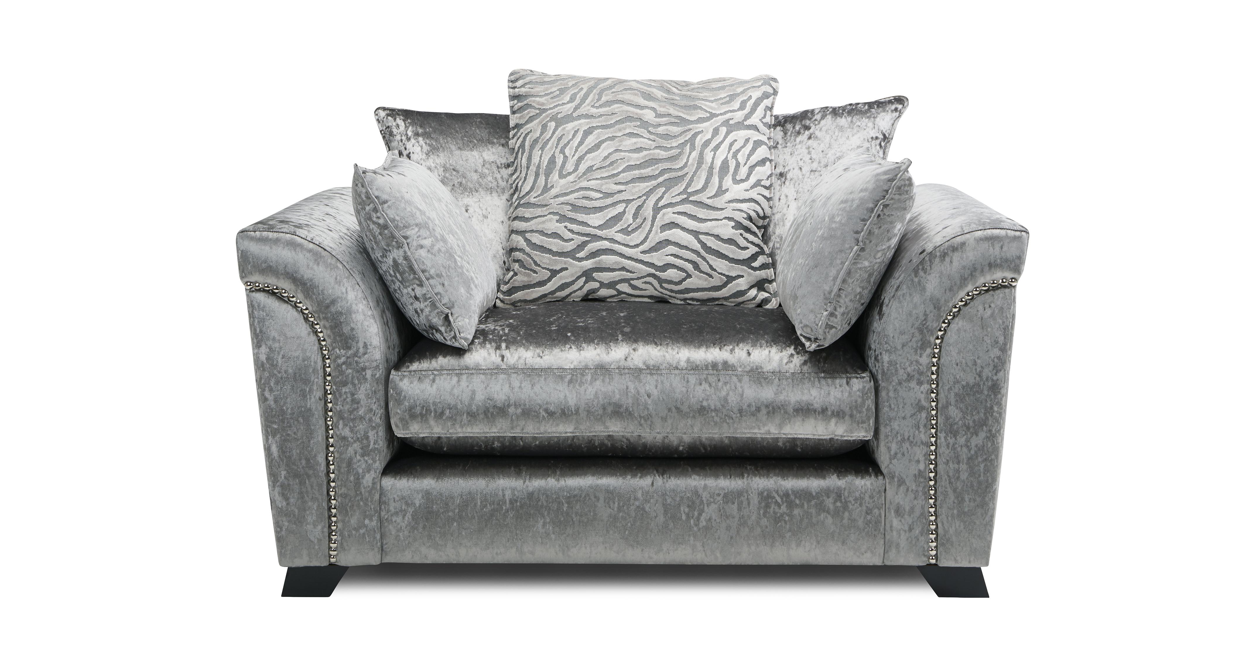 Silver crushed velvet cuddle chair hot sale