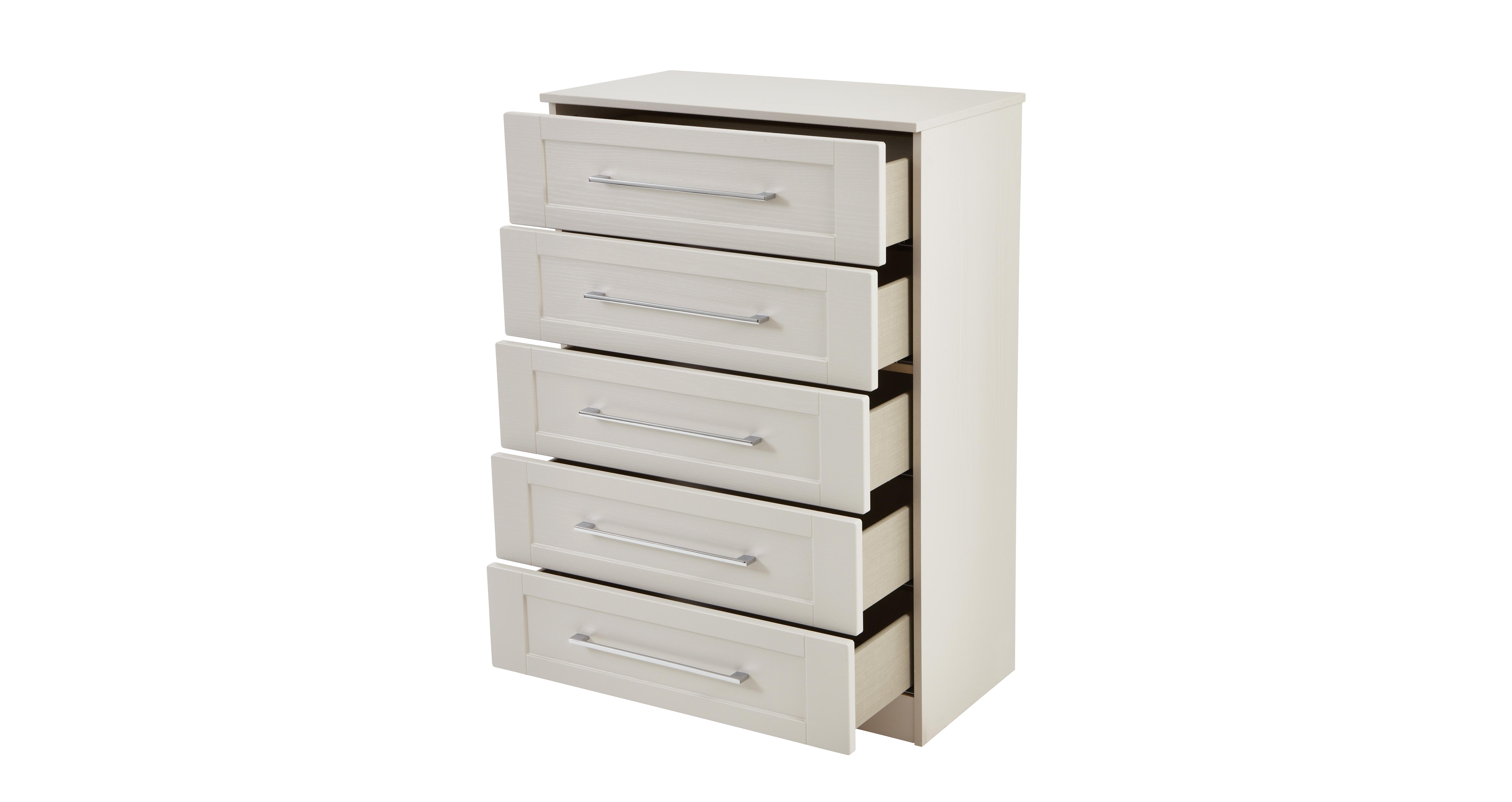 York 5 Drawer Chest in York Off White