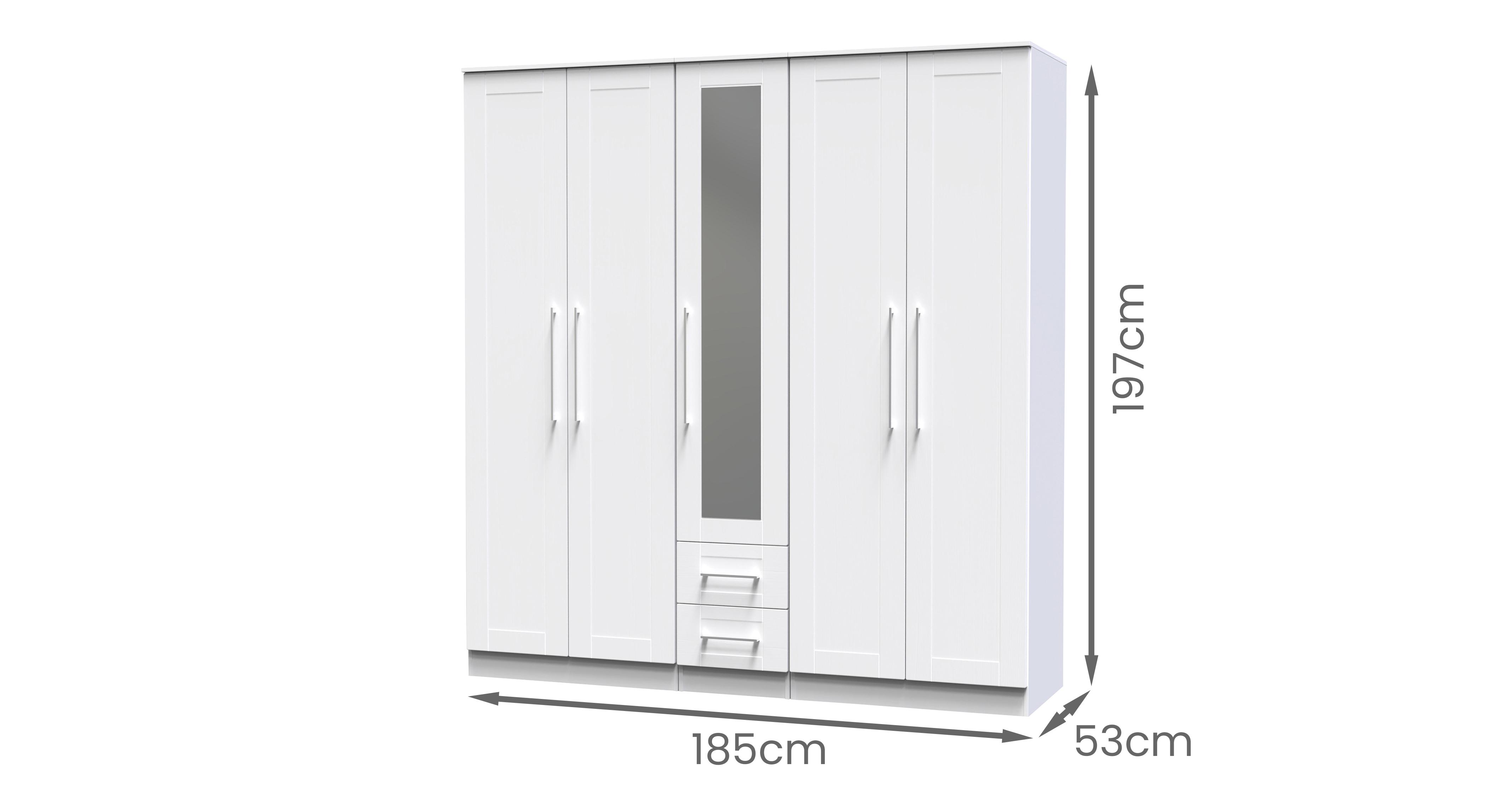 York 5 Door Mirrored Wardrobe | DFS